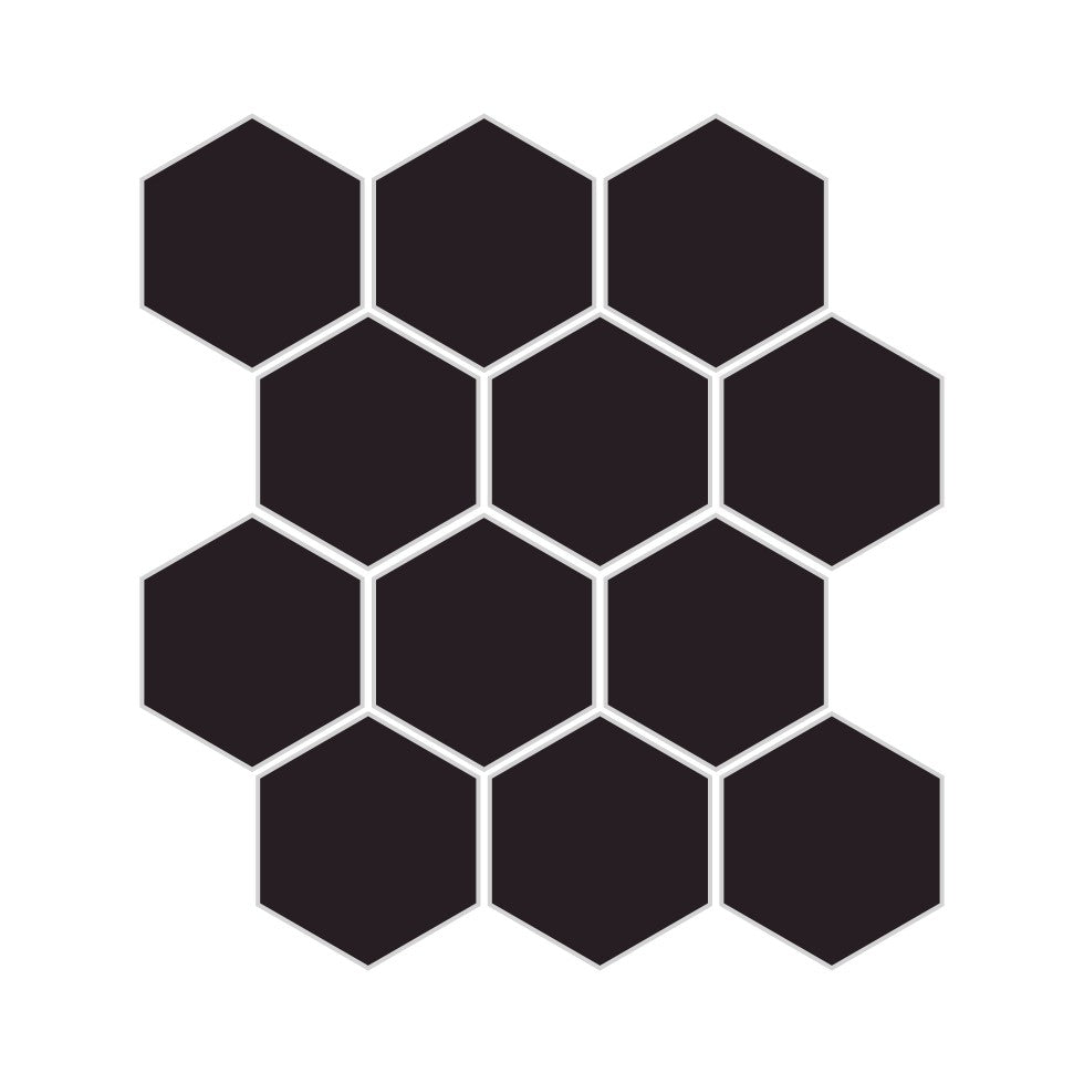 3" Hexagon Sheeted Original Ceramic Mosaic Tile in Burnt Umber