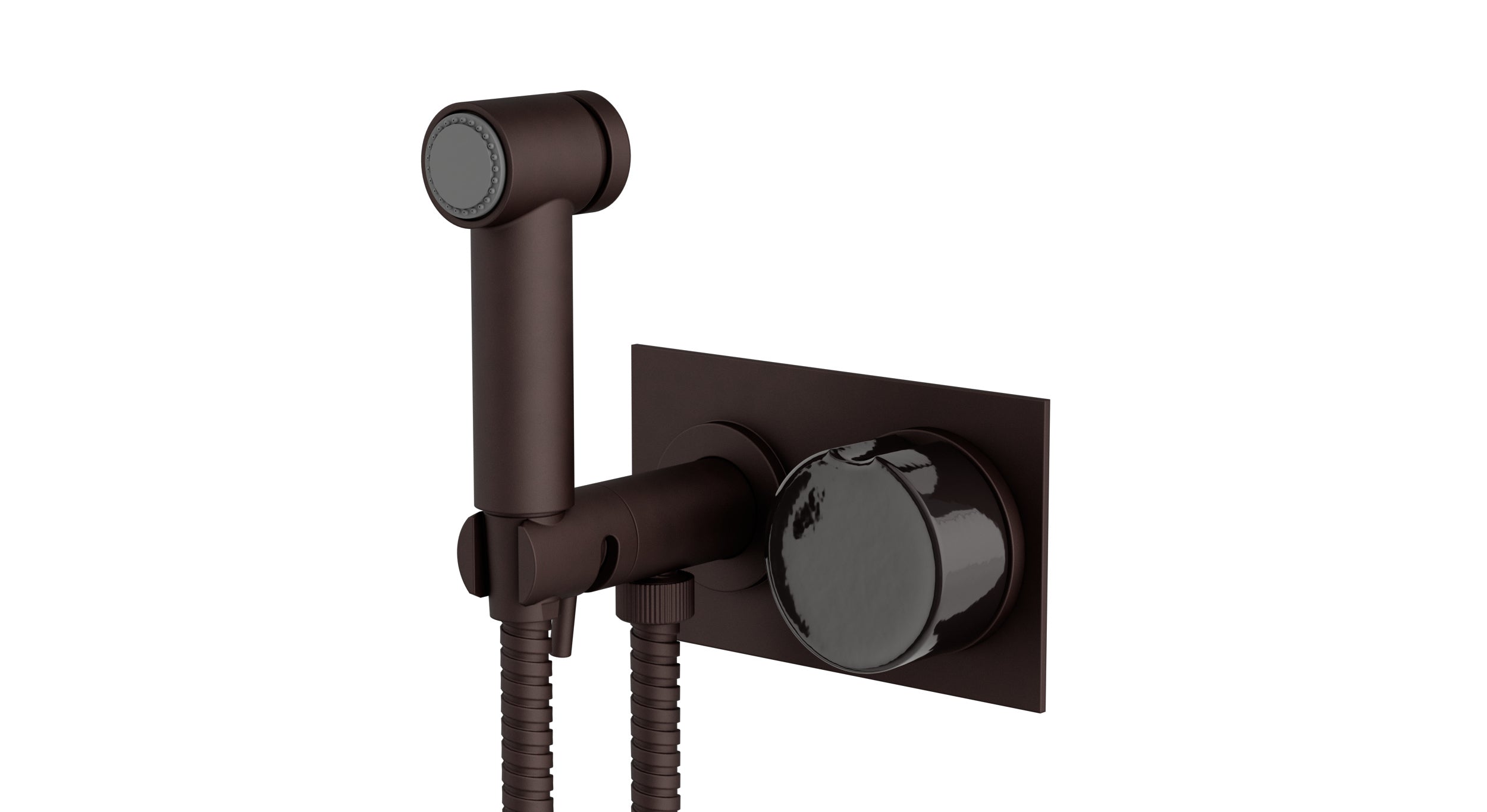 Foundry One Handle Wall Mount Bidet Trim with Groove Ceramic Knob Handle in Architectural Copper