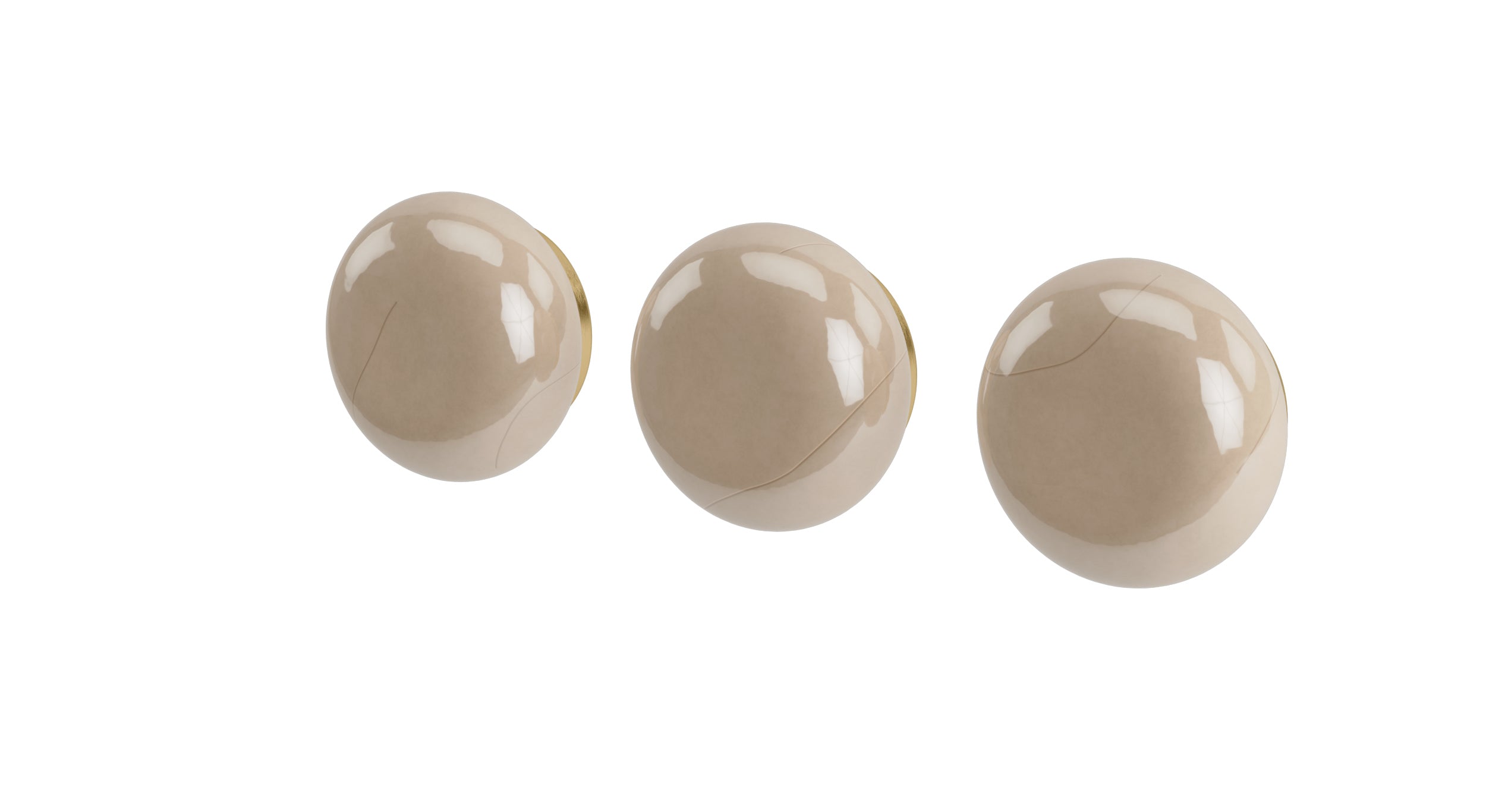 Foundry Three Handle Wall Mount Bath Trim with Diverter/Volume Control and Pebble Ceramic Knob Handles in Satin Brass