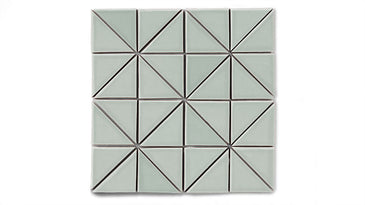 3" Triangle Sheeted - Quadrant Original Ceramic Mosaic Tile in Overcast Gloss