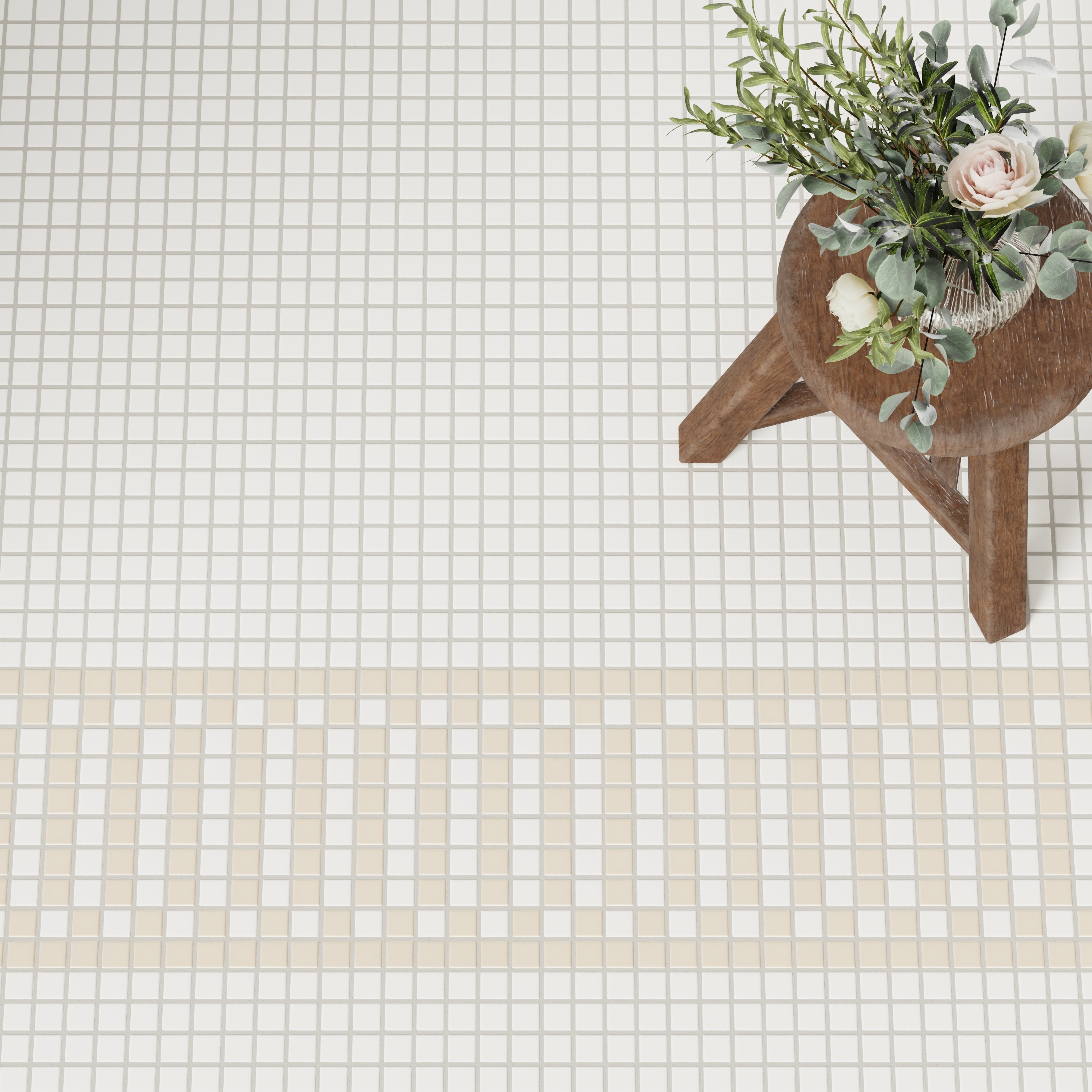 1x1 Ribbon Border Sheeted Original Ceramic Tile in Linen Matte