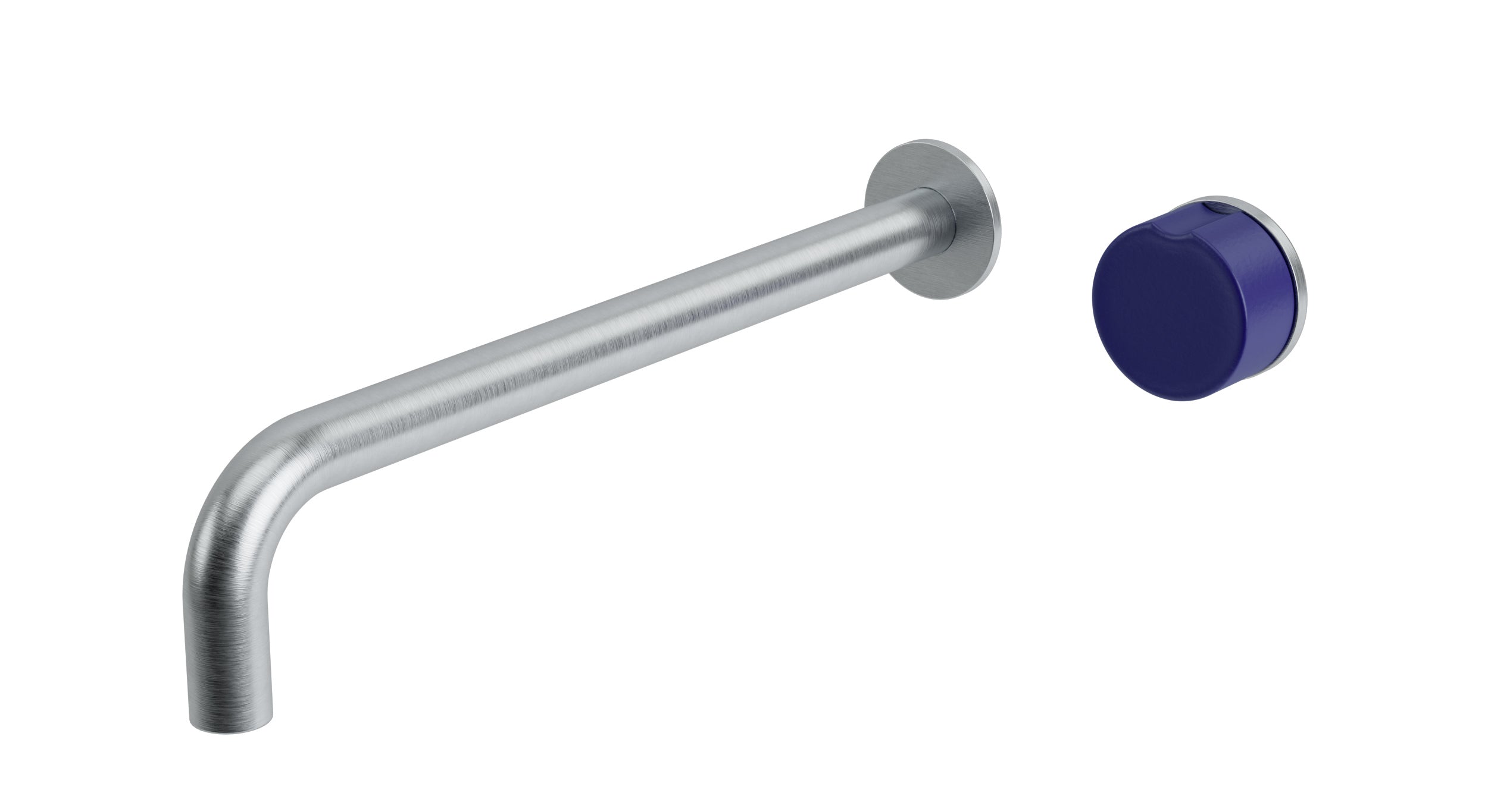 Foundry One Handle Wall Mount 12" Lavatory Faucet with Pebble Ceramic Knob Handle in Satin Chrome