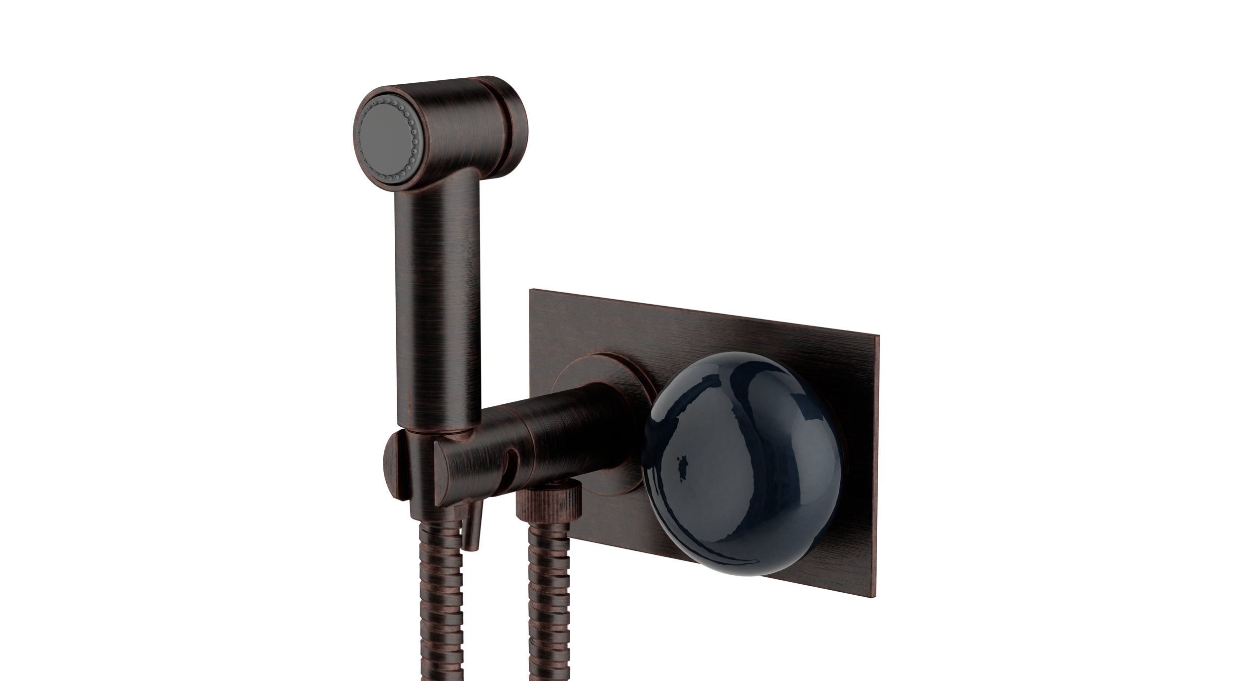 Foundry One Handle Wall Mount Bidet Trim with Pebble Ceramic Knob Handle in Antique Bronze