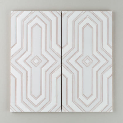6x12 Handpainted Sample Mazagan  in White Motif