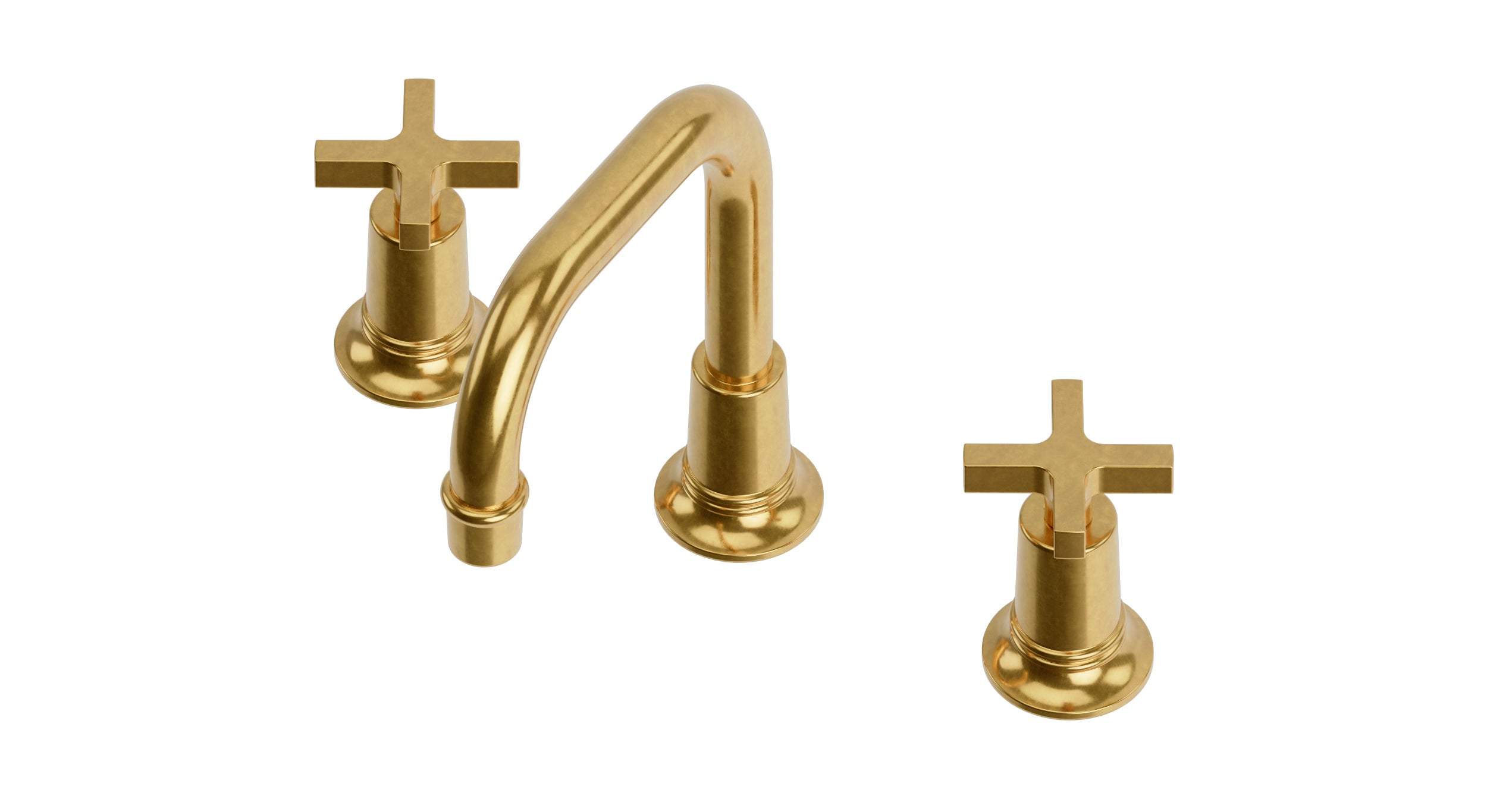 Emerson Two Handle Deck Mount Squaretop Lavatory Faucet with Classic Cross Handles in French Brass