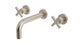 Flatiron Two Handle Wall Mount 7.5" Lavatory Faucet with Linear Cross Handles in Satin Nickel