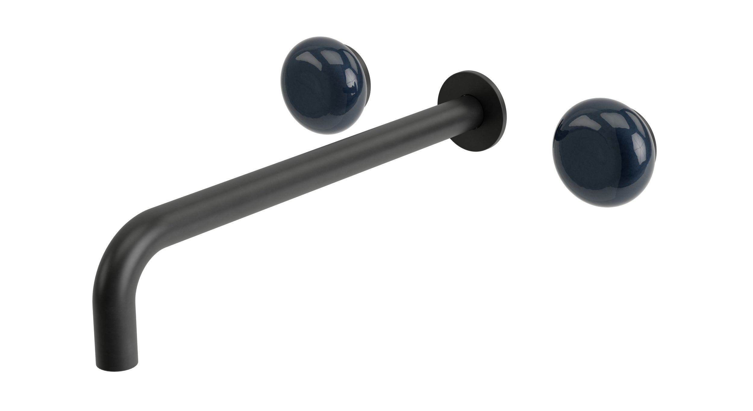 Foundry Two Handle Wall Mount 12" Lavatory Faucet with Pebble Ceramic Knob Handles in Oil Rubbed Bronze