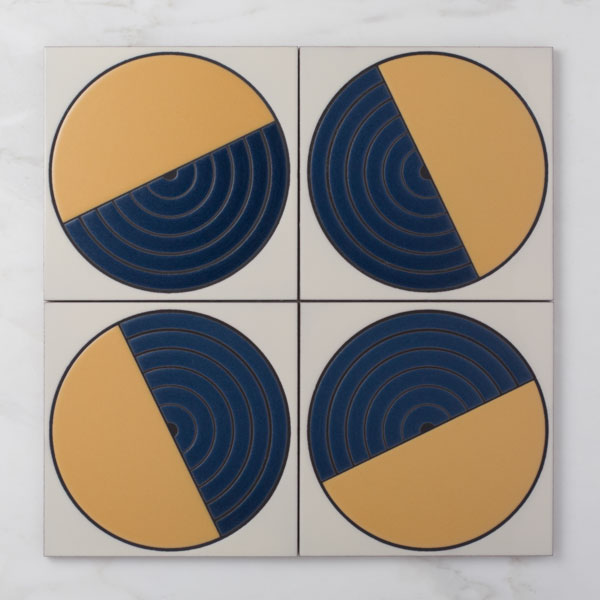 8x8 Handpainted Tile Aerial in Warm Motif