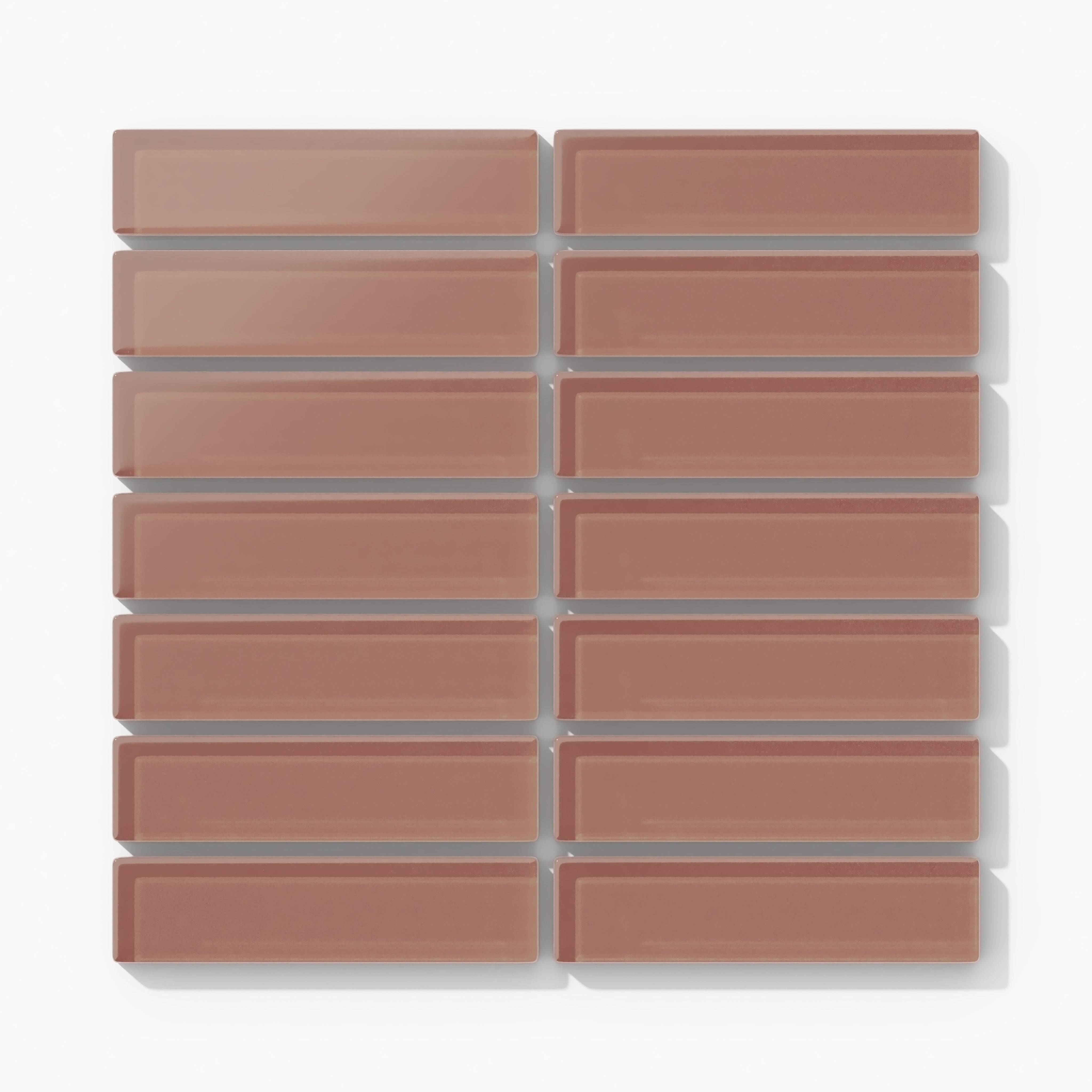1x4 Straight Set Sheeted Glass Mosaic Tile in Flicker Matte