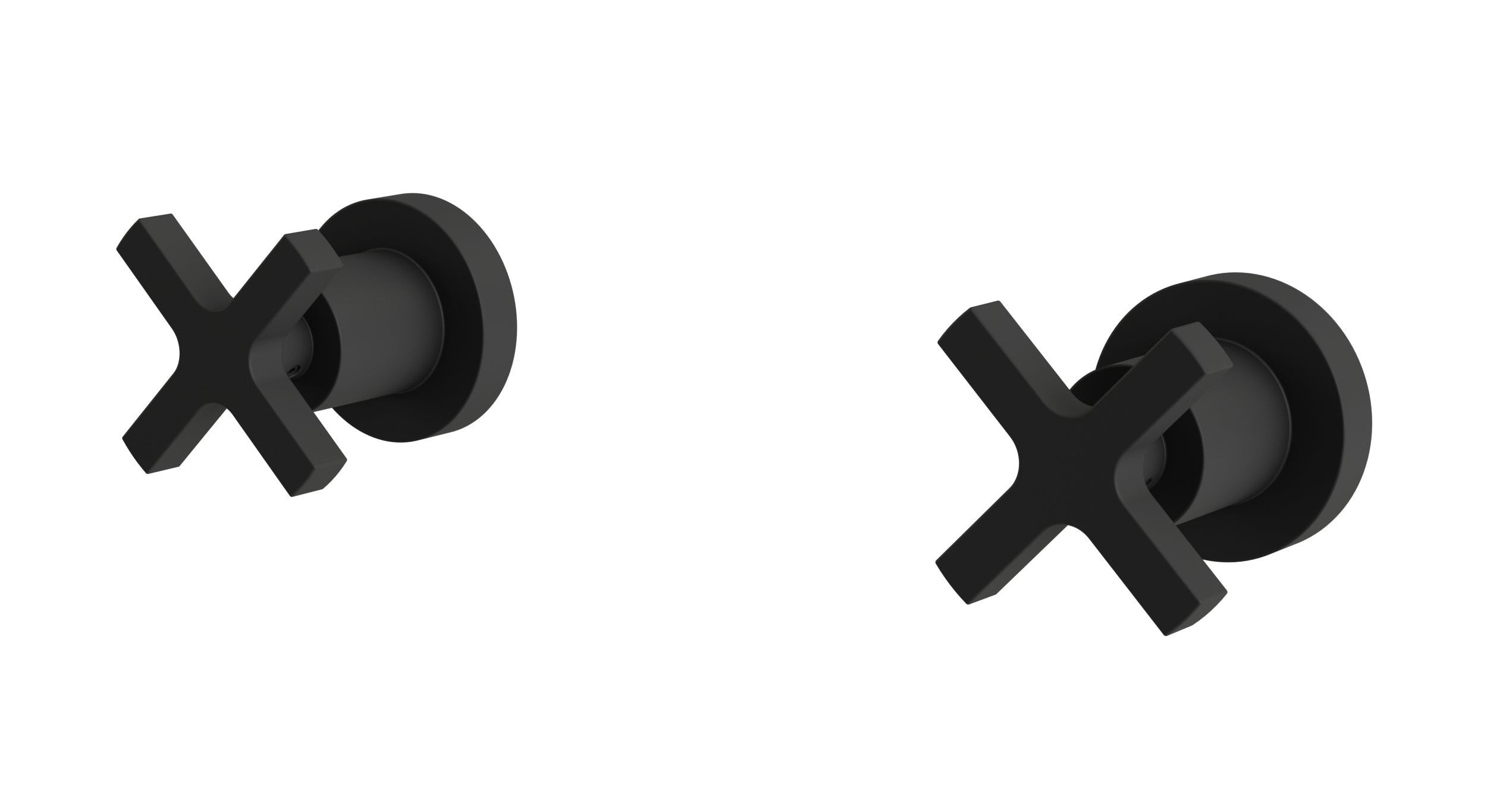 Flatiron Two Handle Wall Mount Bath Trim with Linear Cross Handles in Matte Black