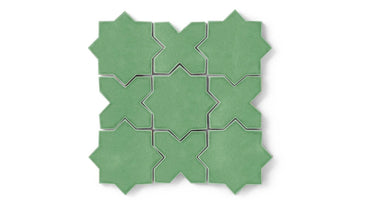 Mini Star & Cross Original Ceramic Tile in Sea Green Gloss