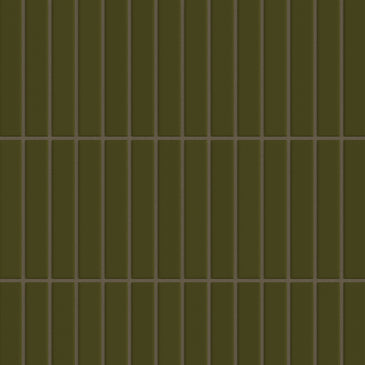 1x6 Straight Set Sheeted Original Ceramic Mosaic Tile in Bonsai Matte