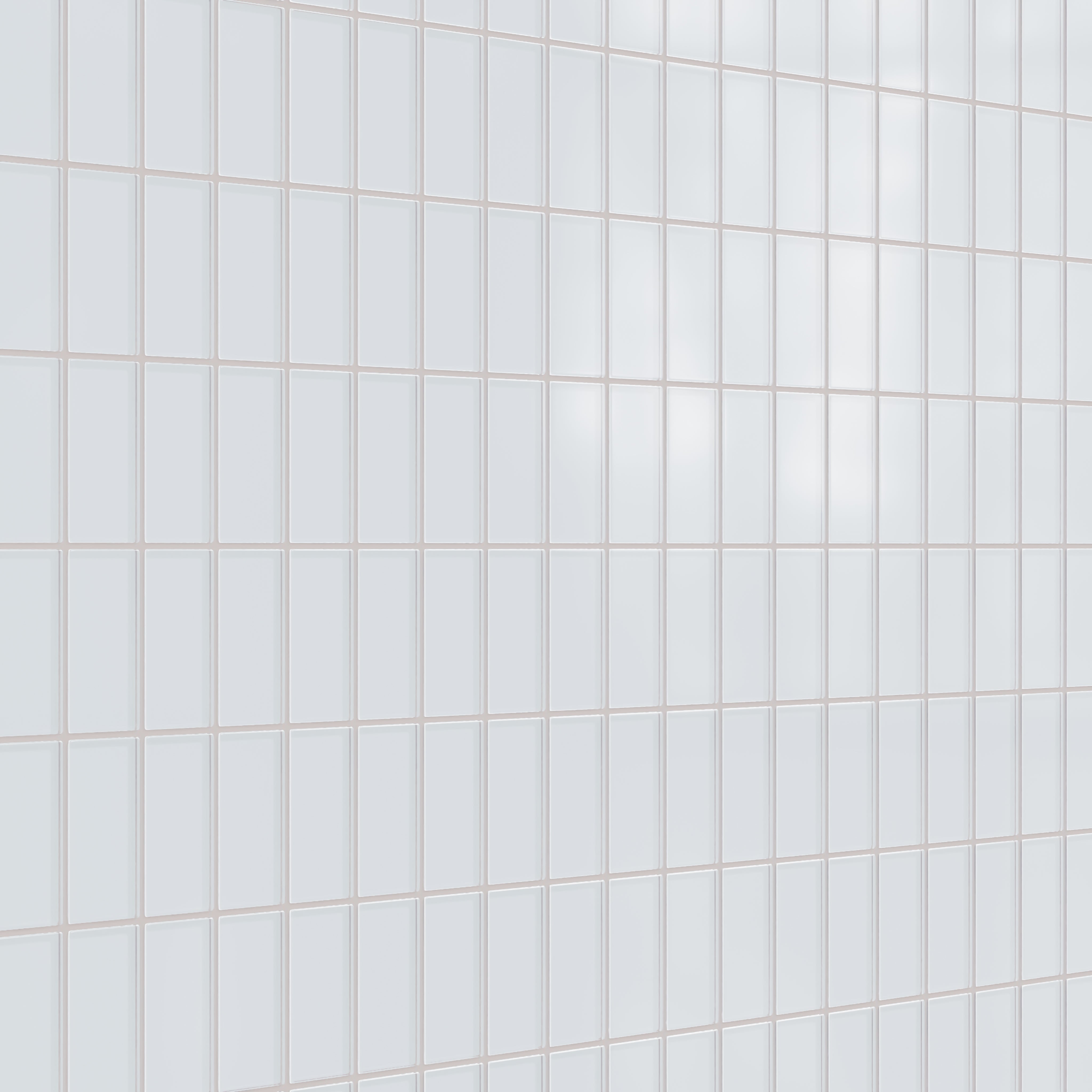 2x4 Straight Set Sheeted Glass Mosaic Tile in Snowy Owl Matte