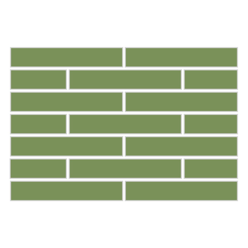 1x6 Half Offset Sheeted Original Ceramic Mosaic Tile in Kelp Matte