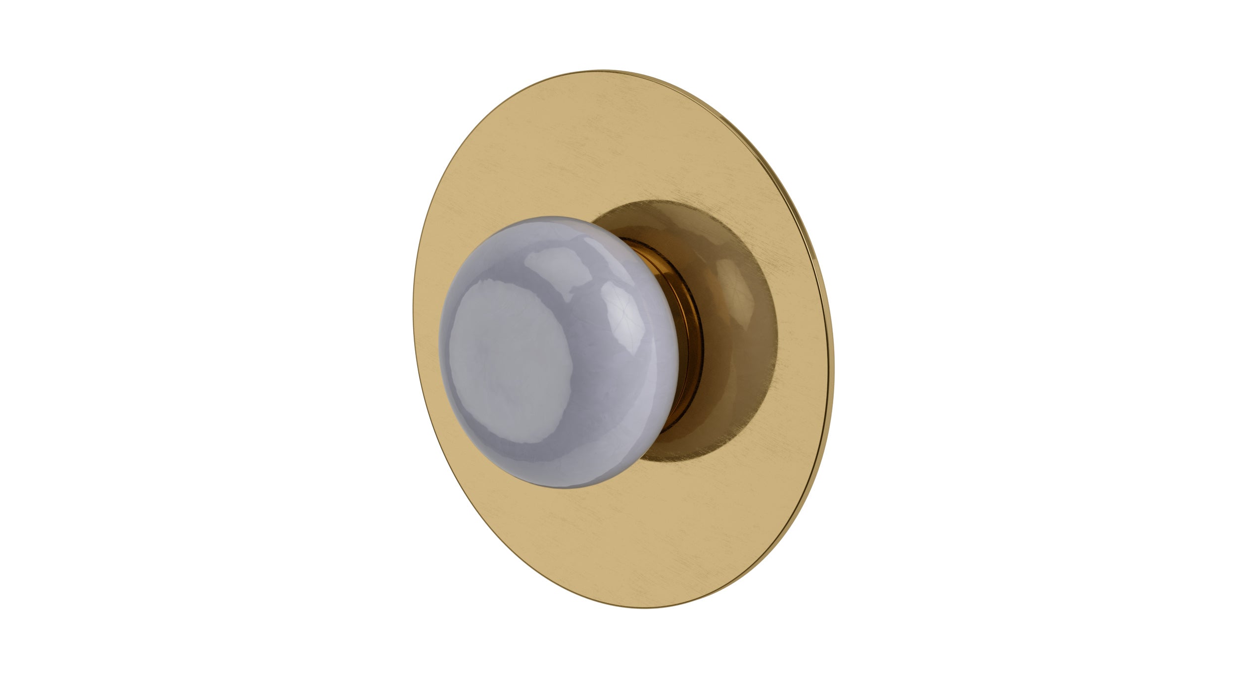 Foundry One Handle Wall Mount Shower Trim with Pebble Ceramic Knob Handle in Uncoated Polished Brass