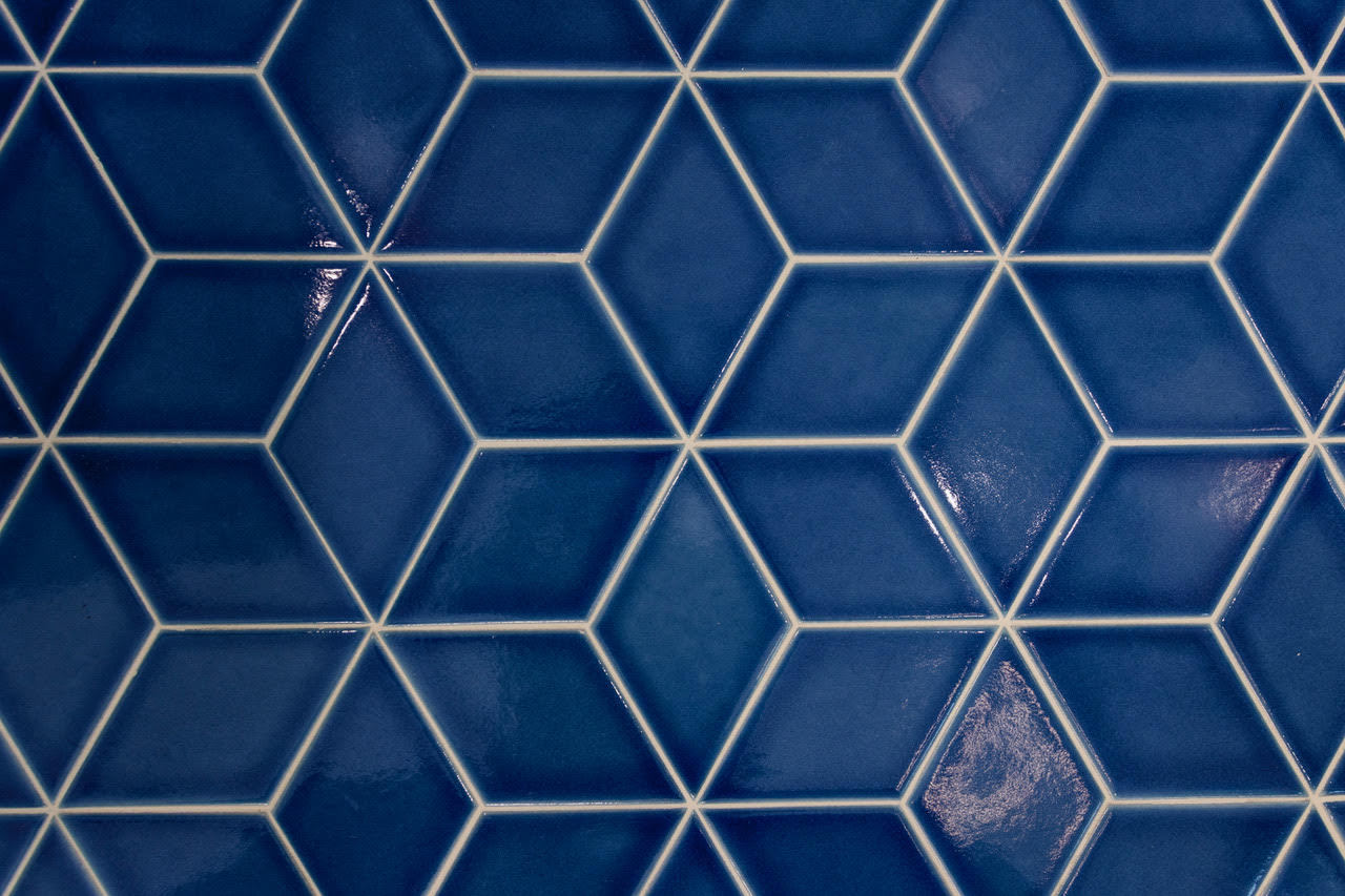 Small Diamond Sheeted - Escher Original Ceramic Mosaic Tile in Aegean Sea Gloss