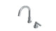 Flatiron One Handle Deck Mount Short Gooseneck Lavatory Faucet with Linear Lever Handle in Satin Chrome