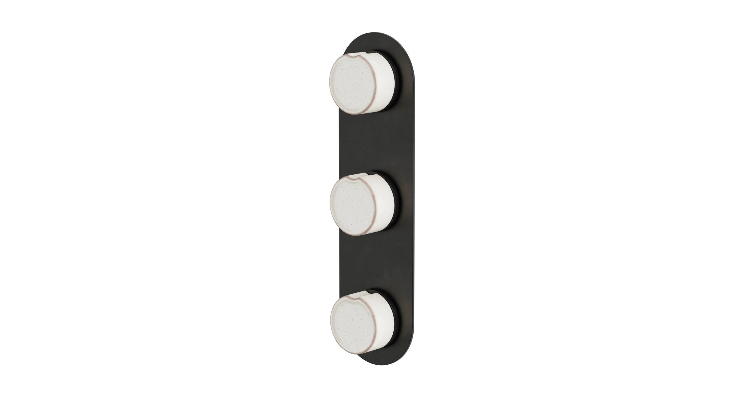Foundry Three Handle Wall Mount Shower Trim with Groove Ceramic Knob Handles in Oil Rubbed Bronze