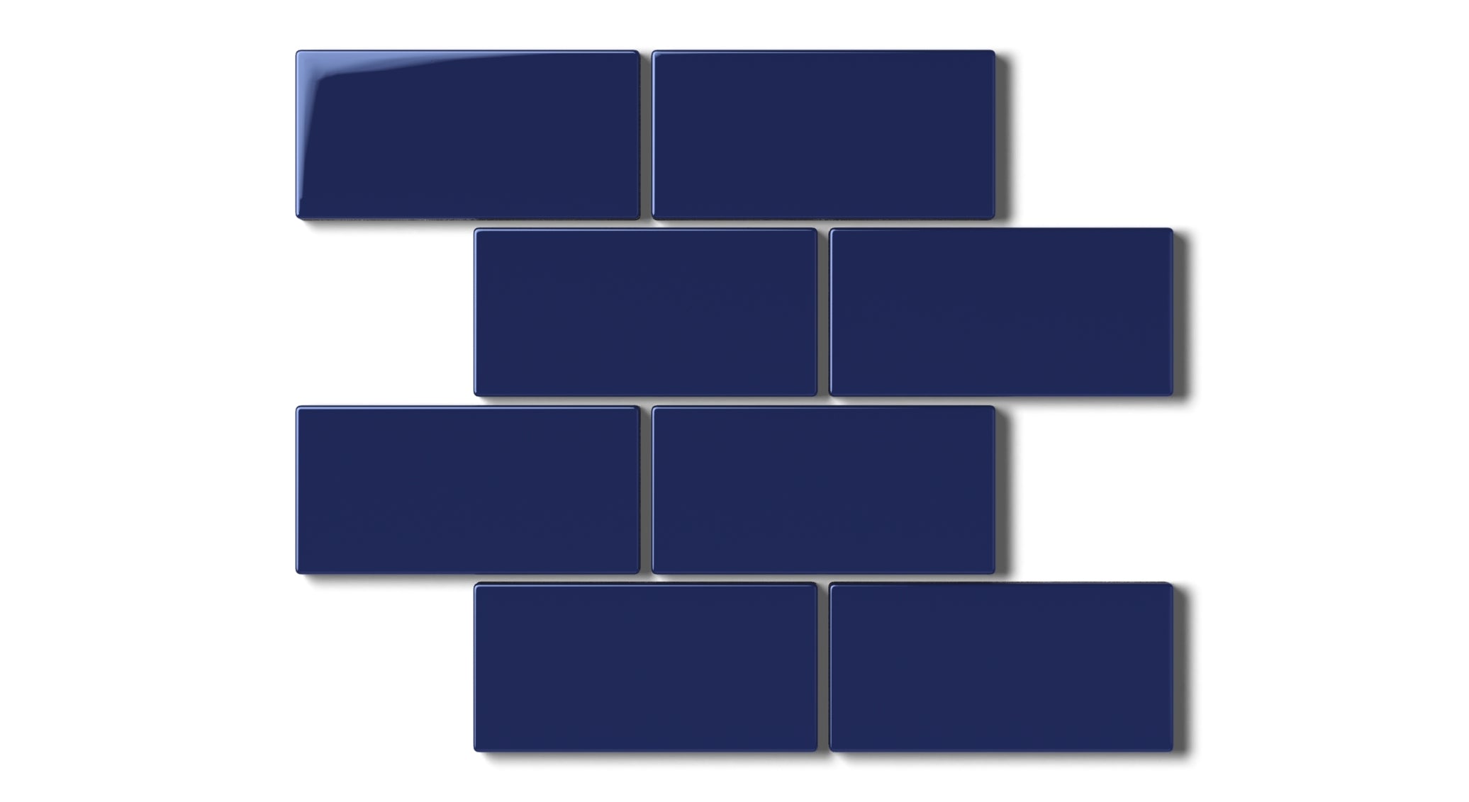 2x4 Half Offset Sheeted Natural Press Ceramic Mosaic Tile in Ultramarine Gloss