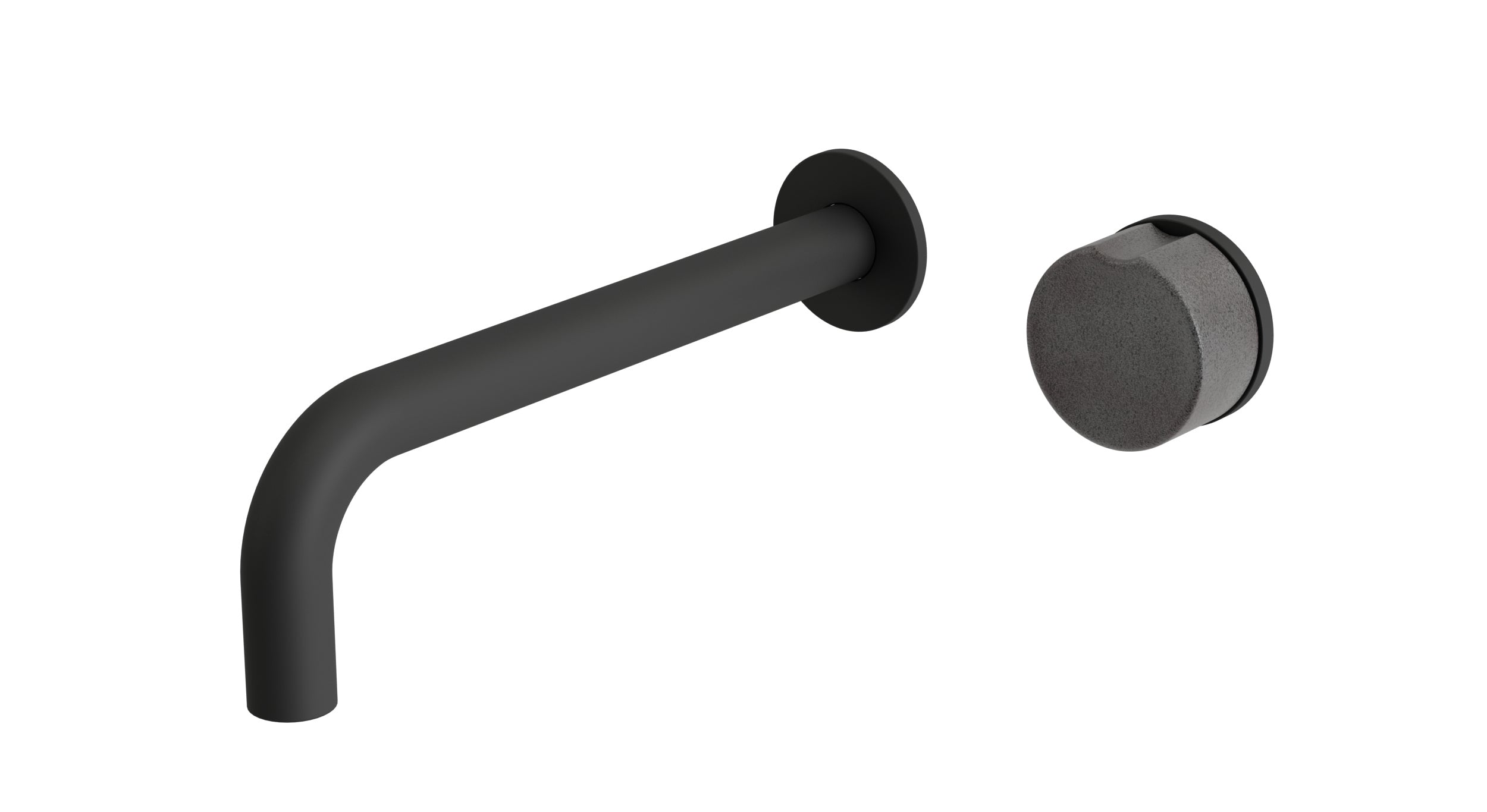 Foundry One Handle Wall Mount 7.5" Lavatory Faucet with Groove Ceramic Knob Handle in Matte Black