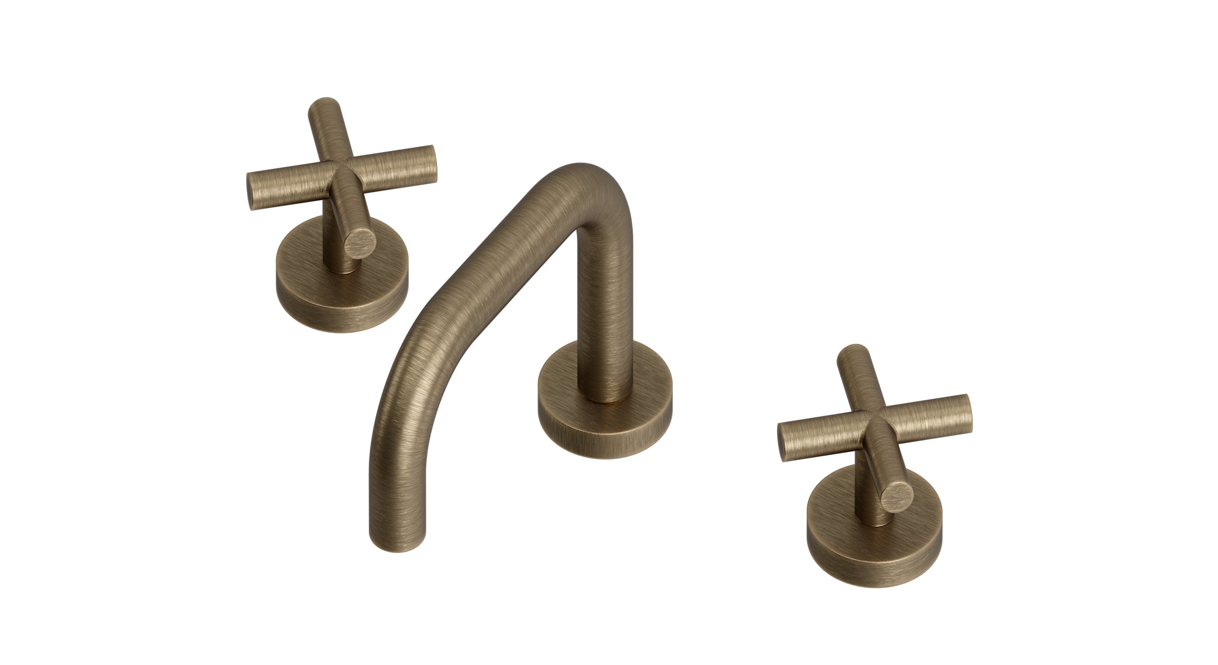 Contour Two Handle Deck Mount Squaretop Lavatory Faucet with Soft Cross Handles