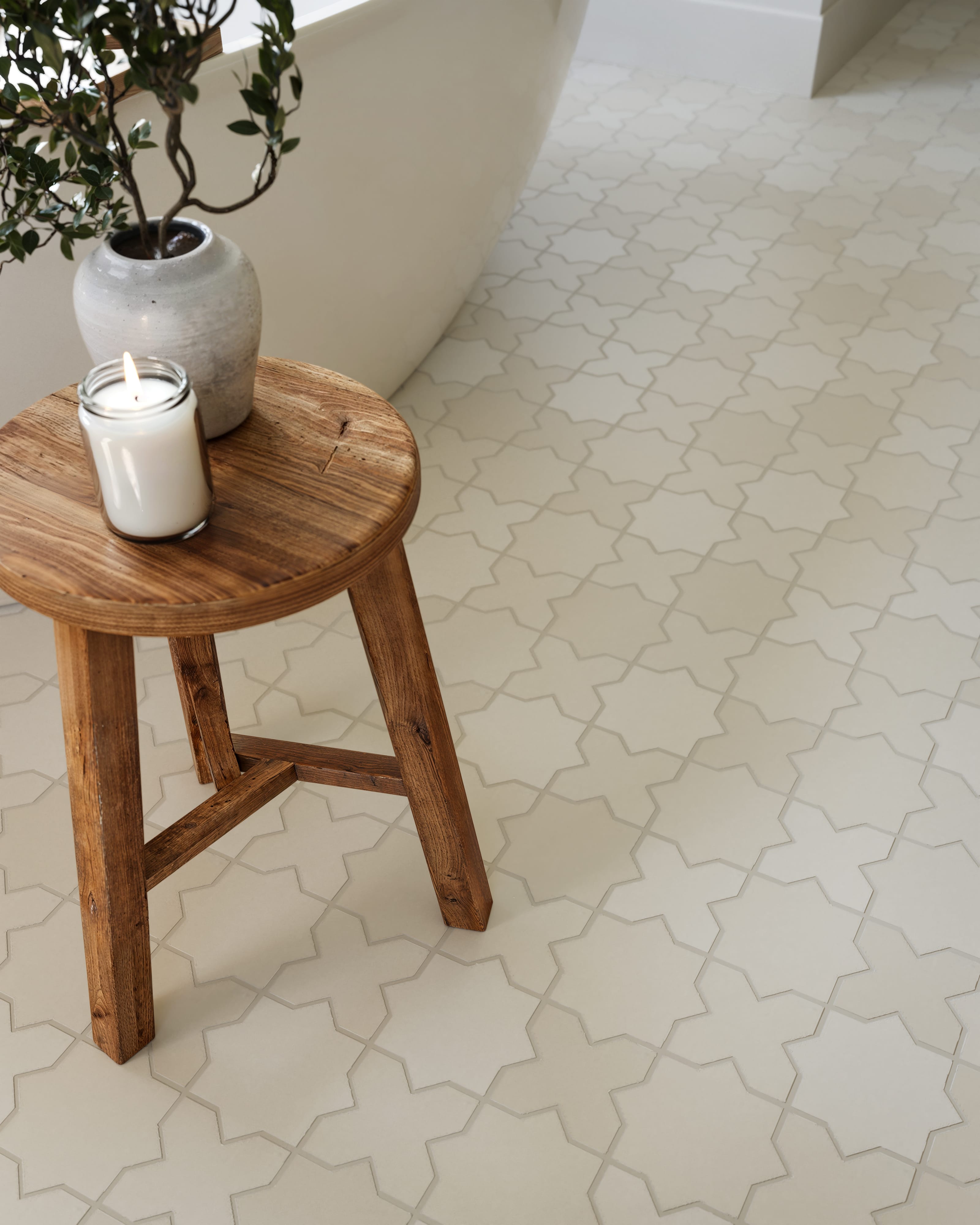 Quick Ship Mini Star & Cross Original Ceramic Tile in Feldspar Matte