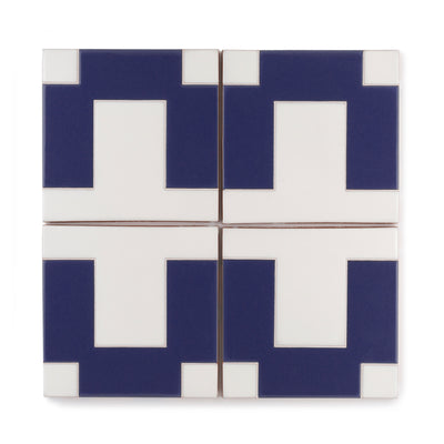 4x4 Handpainted Sample Dot Dash 5  in Lapis