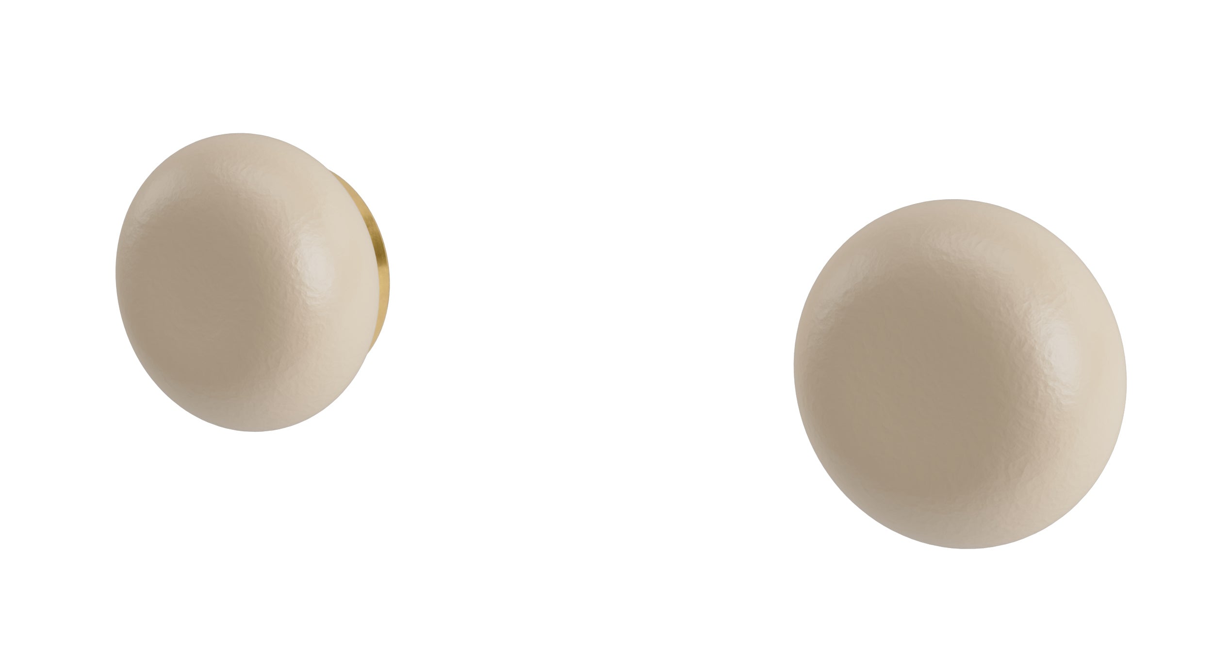 Foundry Two Handle Wall Mount Bath Trim with Pebble Ceramic Knob Handles in French Brass