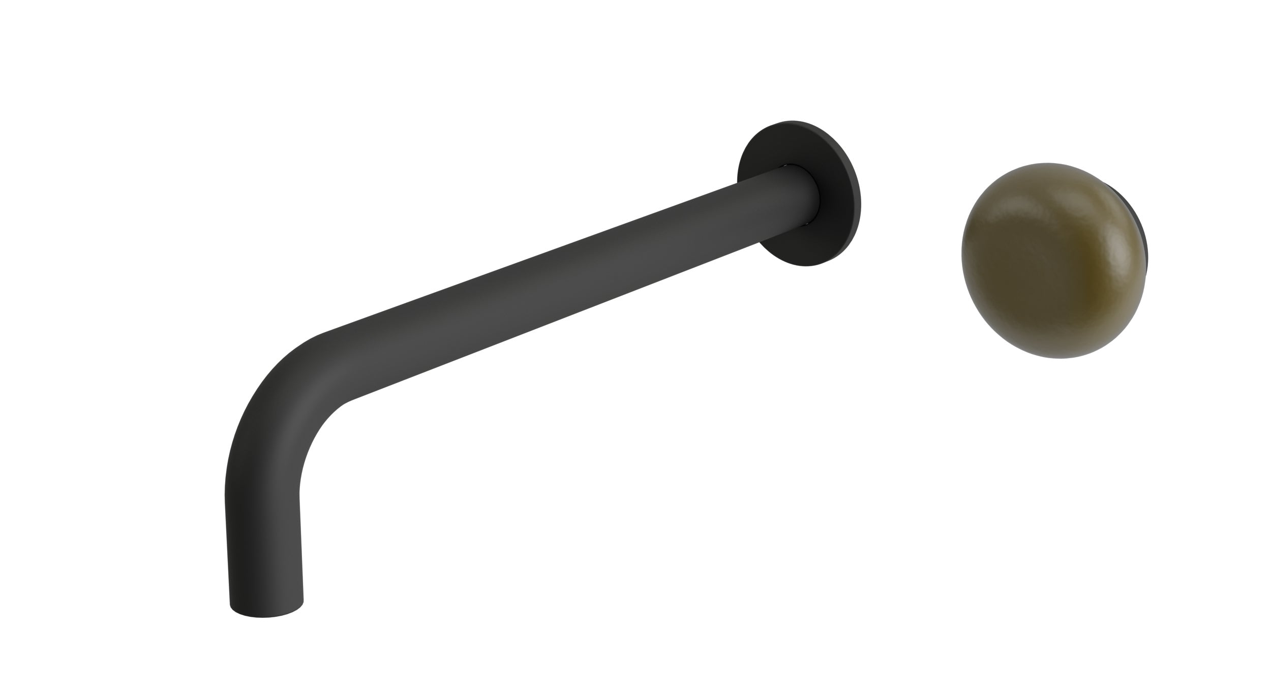 Foundry One Handle Wall Mount 10" Lavatory Faucet with Pebble Ceramic Knob Handle in Matte Black