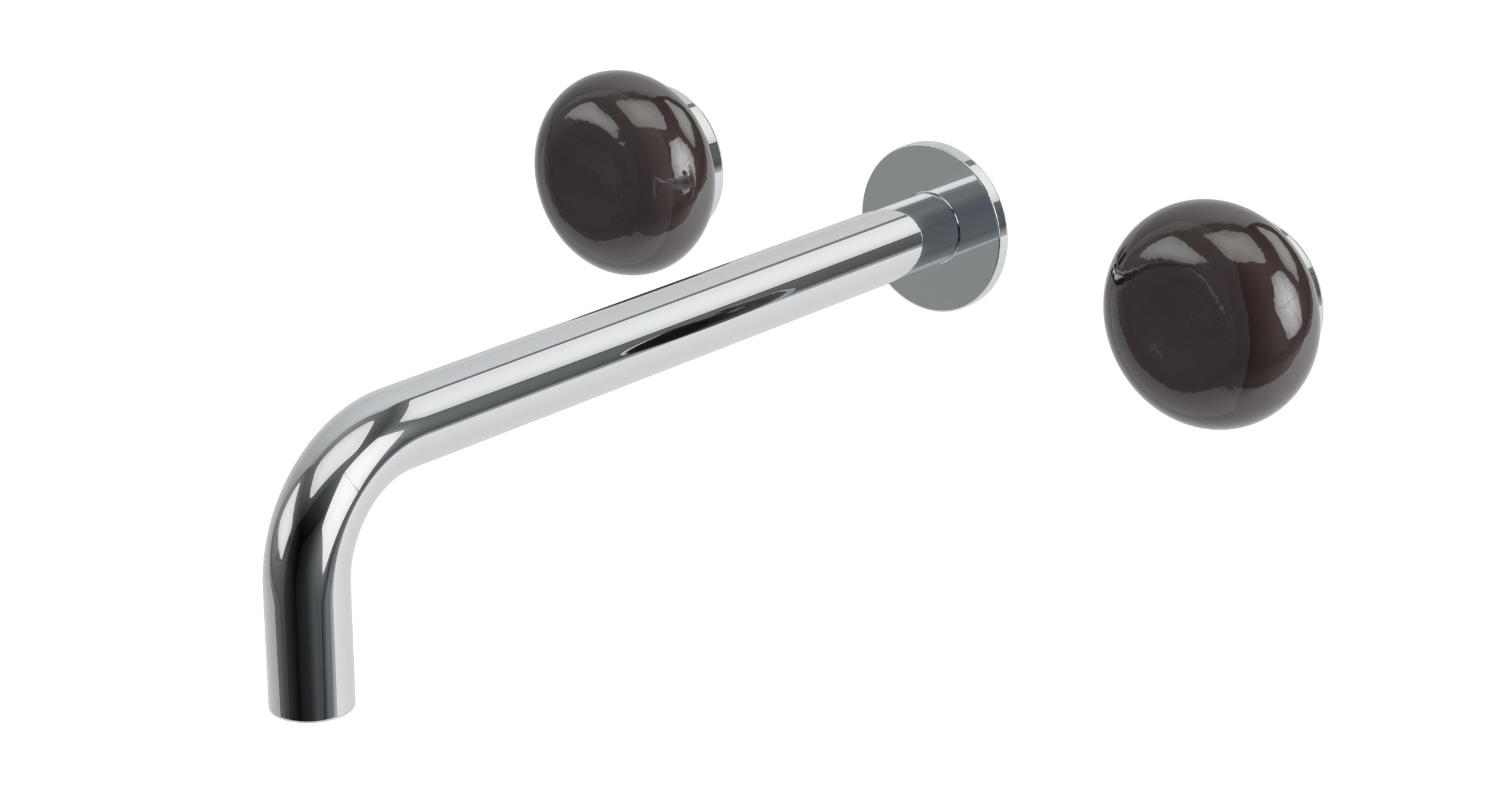 Foundry Two Handle Wall Mount 10" Lavatory Faucet with Pebble Ceramic Knob Handles in Polished Chrome