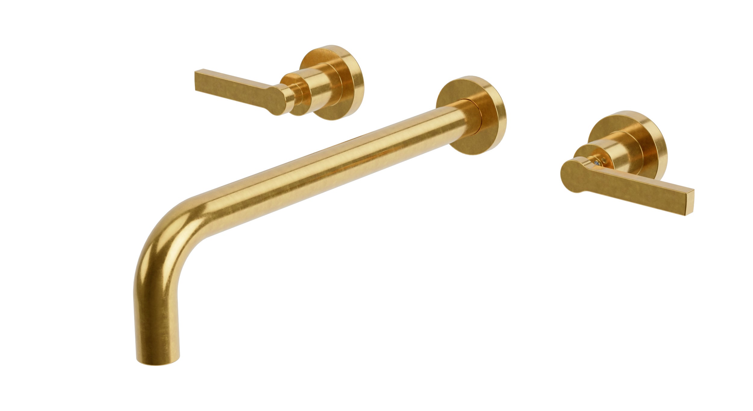 Flatiron Two Handle Wall Mount 12" Lavatory Faucet with Linear Lever Handles