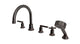 Emerson Three Handle Deck Mount Gooseneck Bath Trim with Hand Shower and Classic Cross/Classic Lever Handles in Antique Bronze