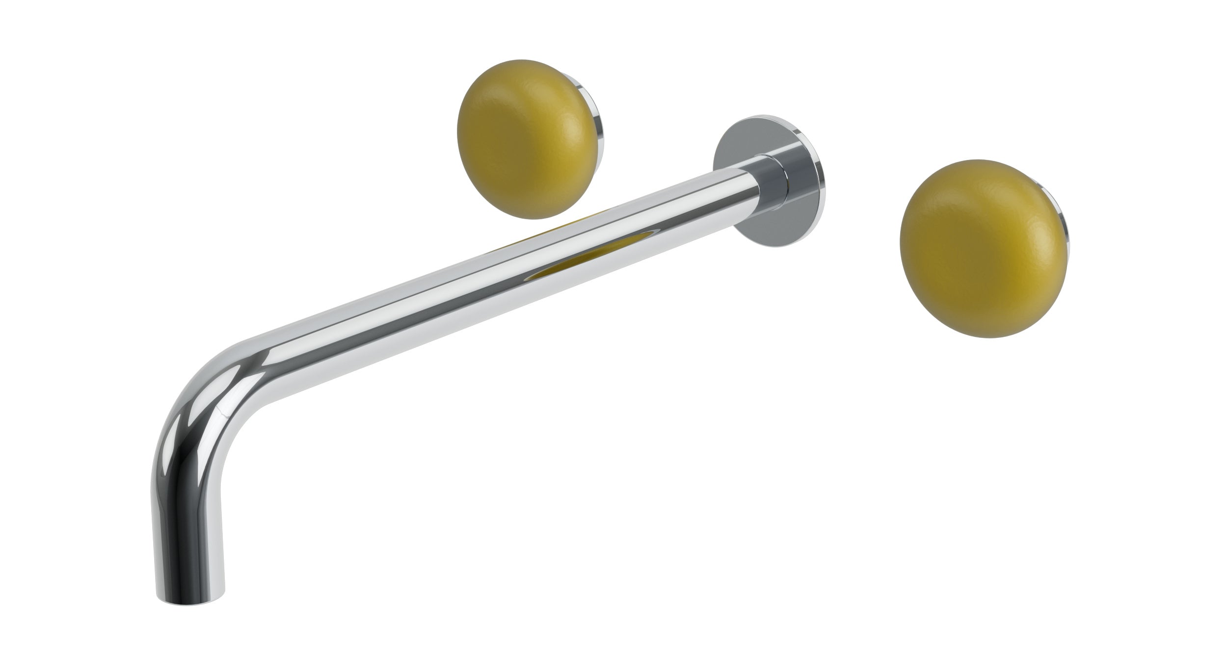 Foundry Two Handle Wall Mount 12" Lavatory Faucet with Pebble Ceramic Knob Handles in Polished Chrome