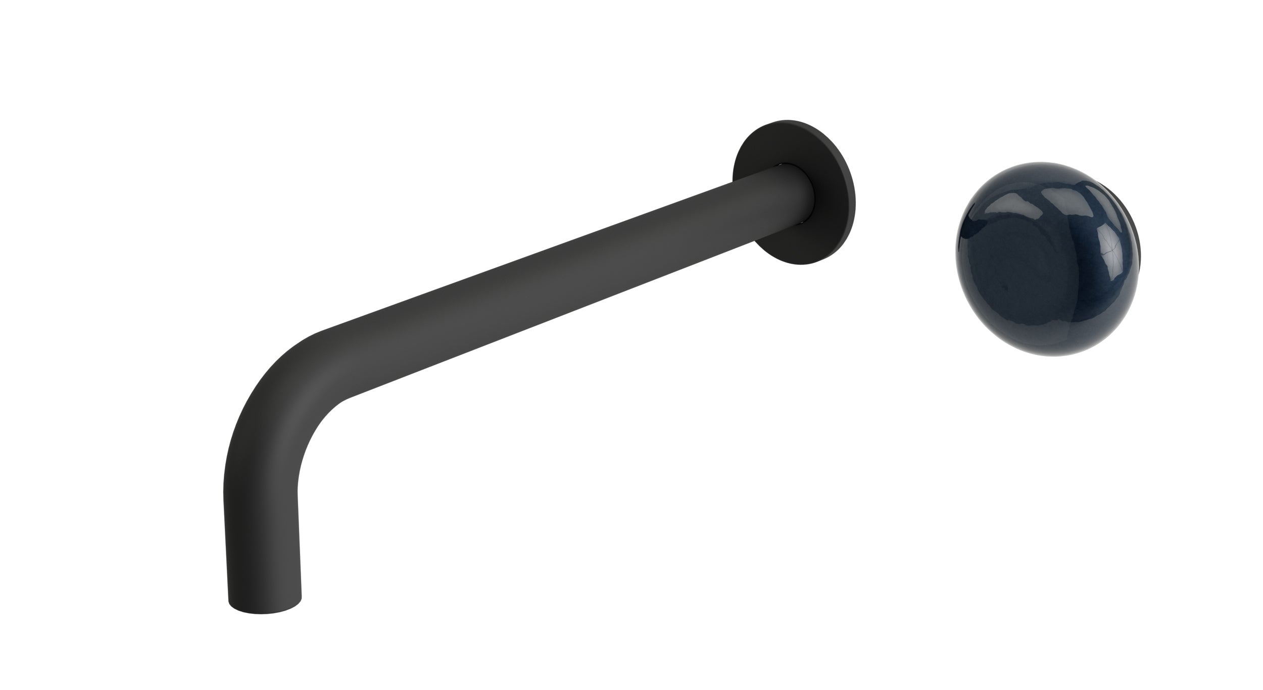 Foundry One Handle Wall Mount 10" Lavatory Faucet with Pebble Ceramic Knob Handle in Matte Black