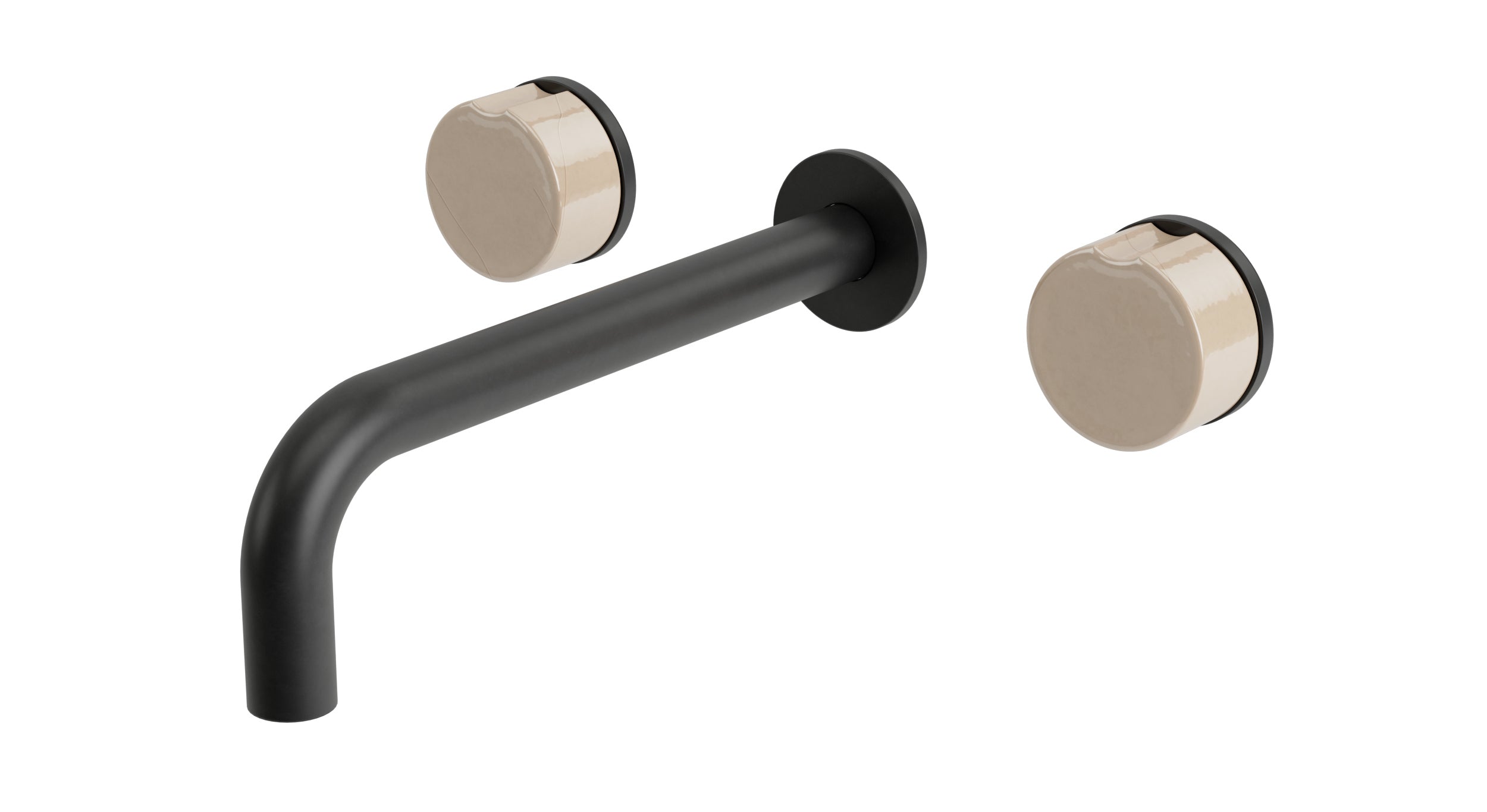 Foundry Two Handle Wall Mount 7.5" Lavatory Faucet with Groove Ceramic Knob Handles in Oil Rubbed Bronze