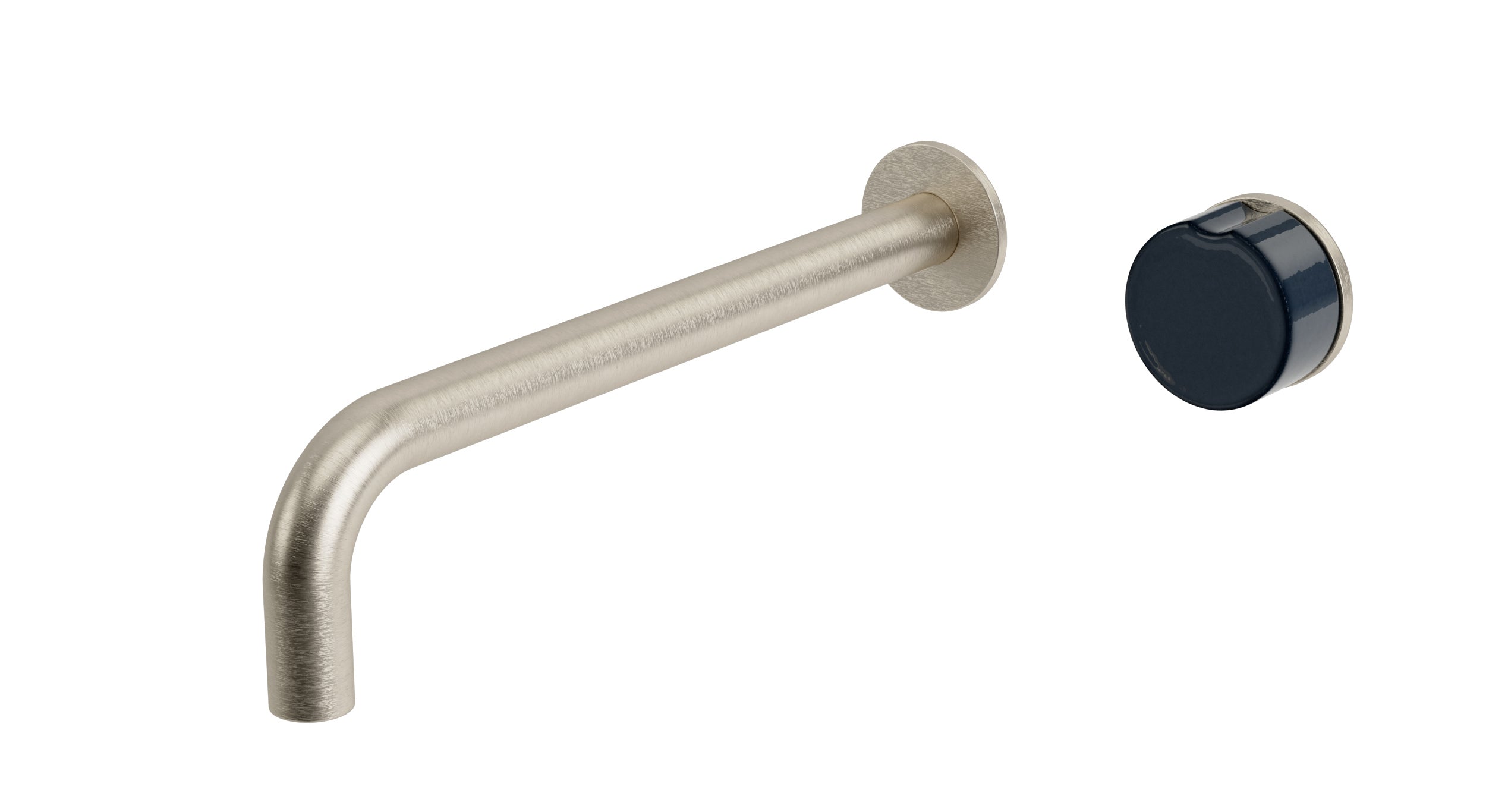 Foundry One Handle Wall Mount 10" Lavatory Faucet with Groove Ceramic Knob Handle in Satin Nickel