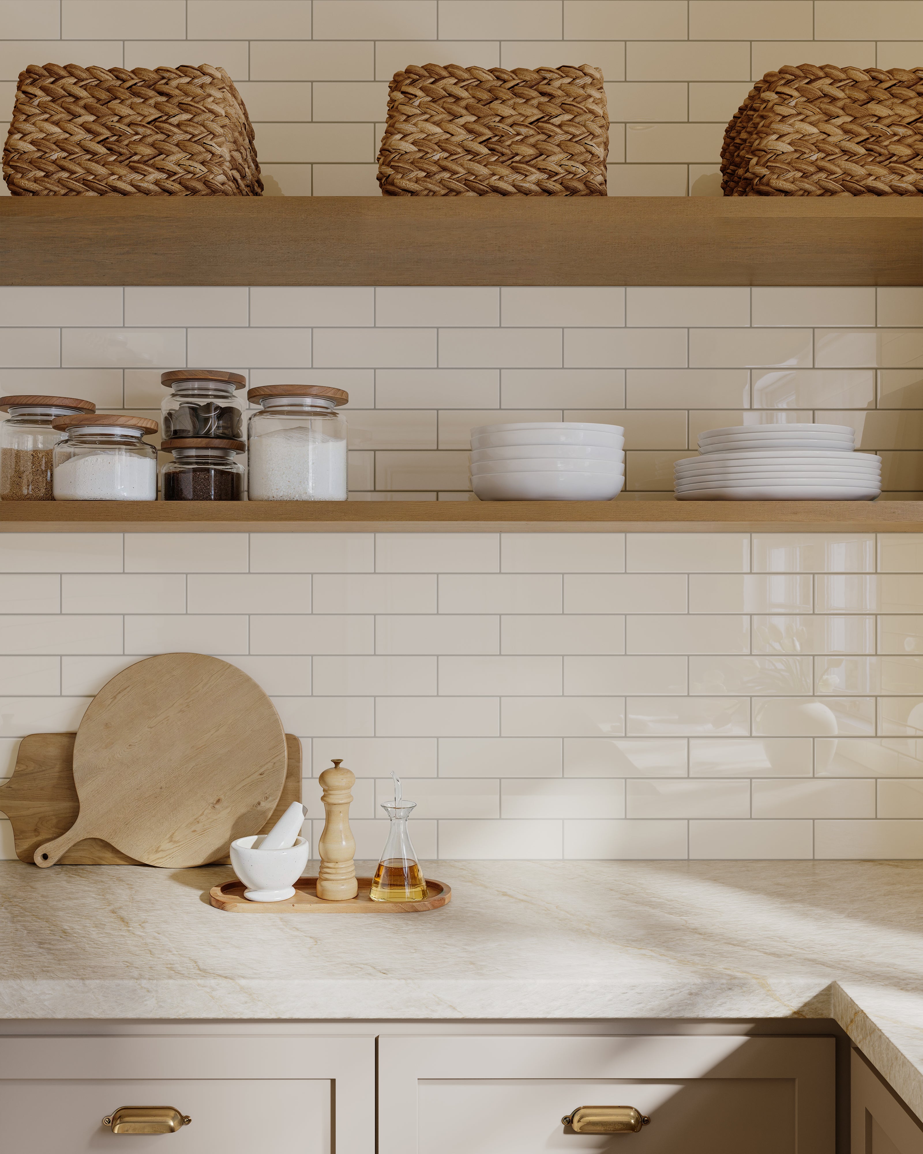 3x9 Natural Press Ceramic Tile in Salt Creek Gloss