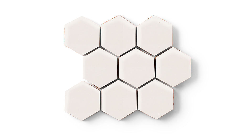 3" Hexagon Sheeted Original Ceramic Mosaic Tile in Feldspar Gloss