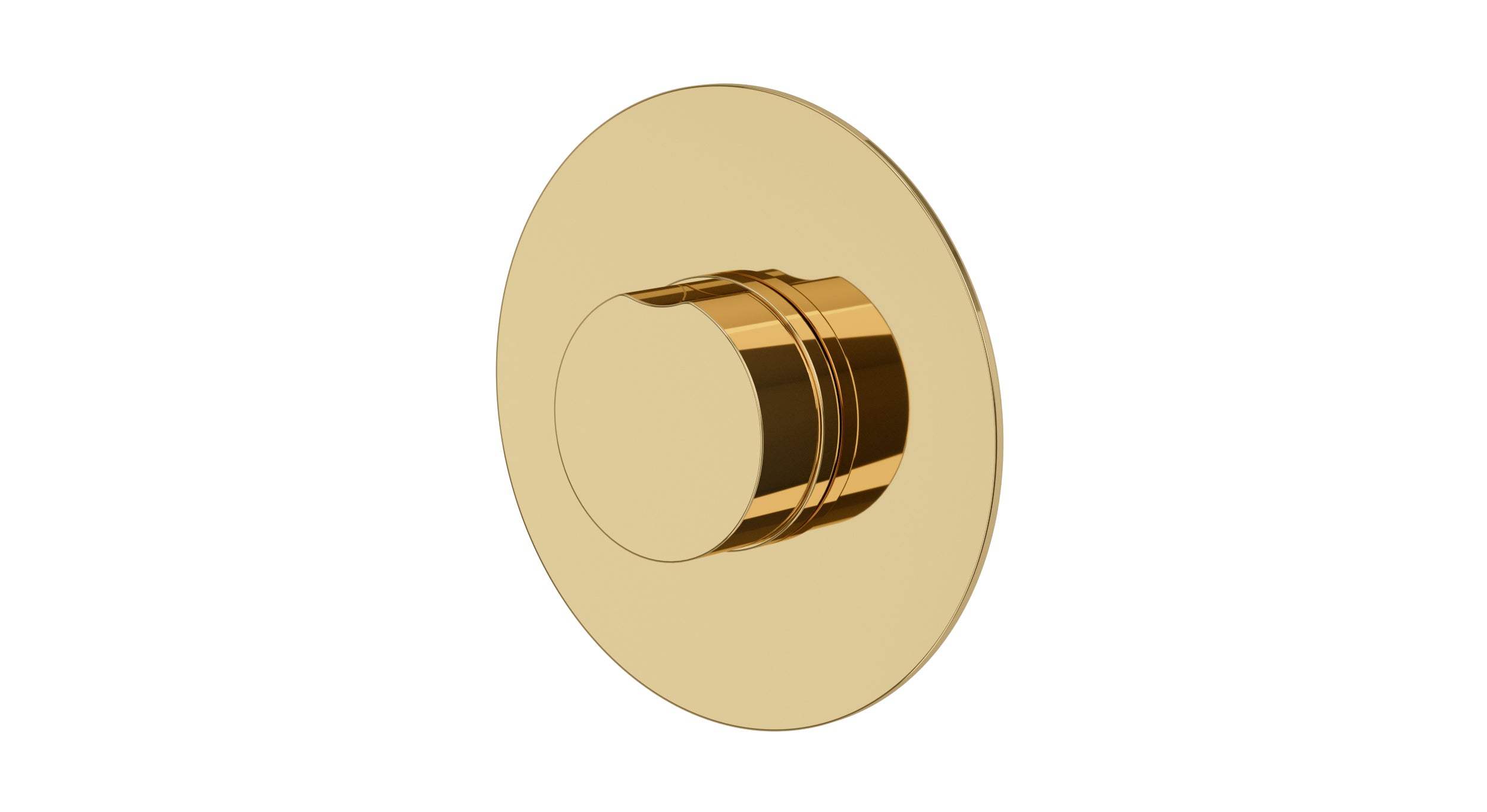 Foundry One Handle Wall Mount Shower Trim with Barrel Knob Handle in Polished Brass
