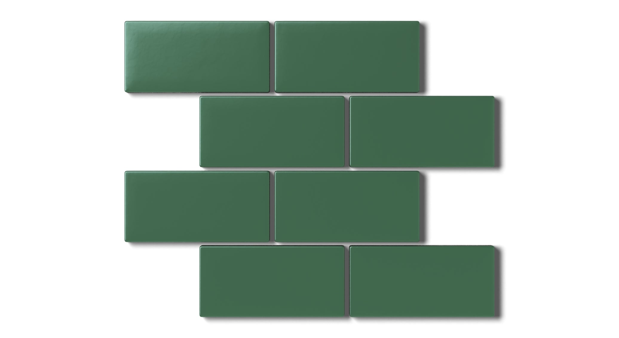 2x4 Half Offset Sheeted Natural Press Ceramic Mosaic Tile in Viridian Matte