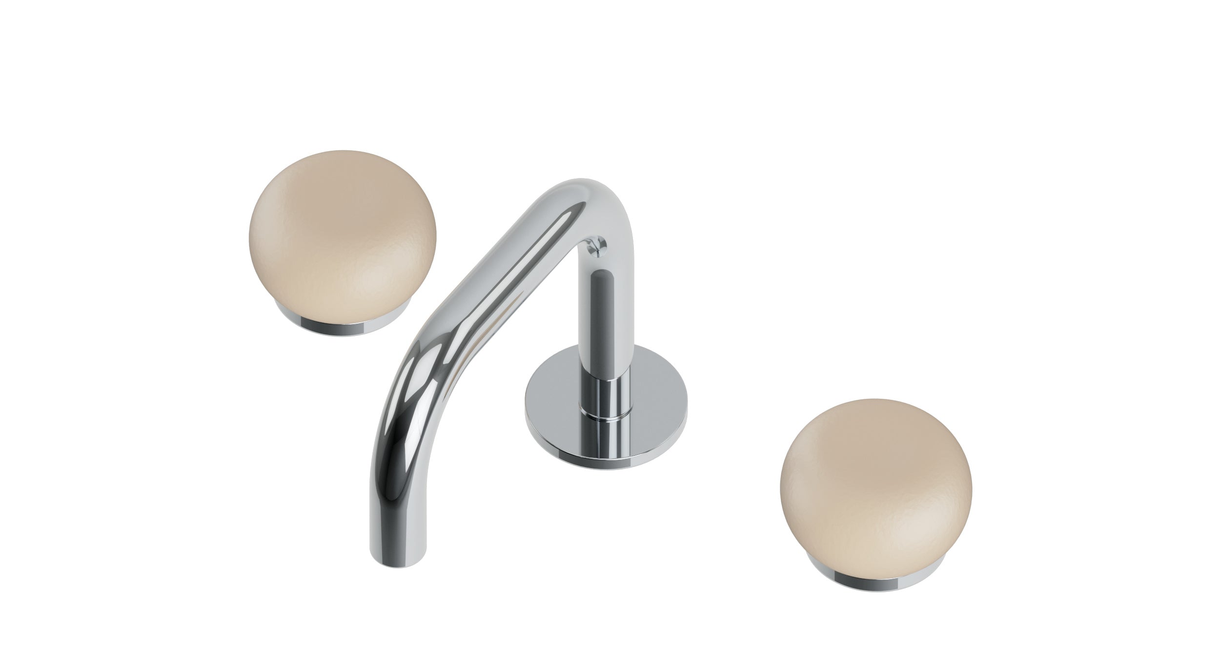 Foundry Two Handle Deck Mount Squaretop Lavatory Faucet with Pebble Ceramic Knob Handles in Polished Chrome