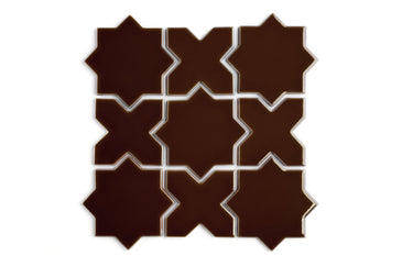 Mini Star & Cross Original Ceramic Tile in Garnet Gloss