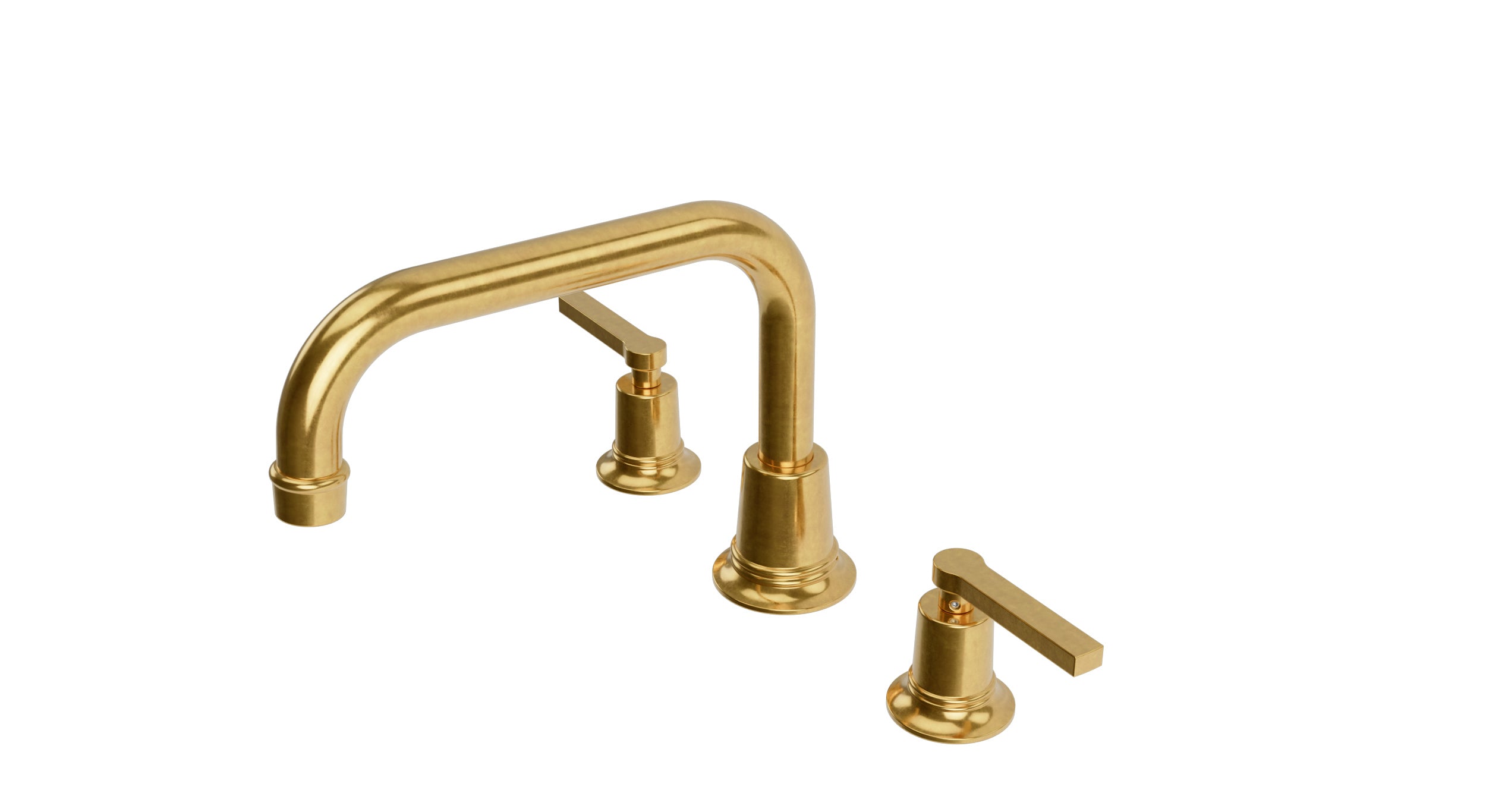 Emerson Two Handle Deck Mount Squaretop Bath Trim with Classic Lever Handles in French Brass