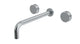 Foundry Two Handle Wall Mount 12" Lavatory Faucet with Barrel Knob Handles in Satin Chrome