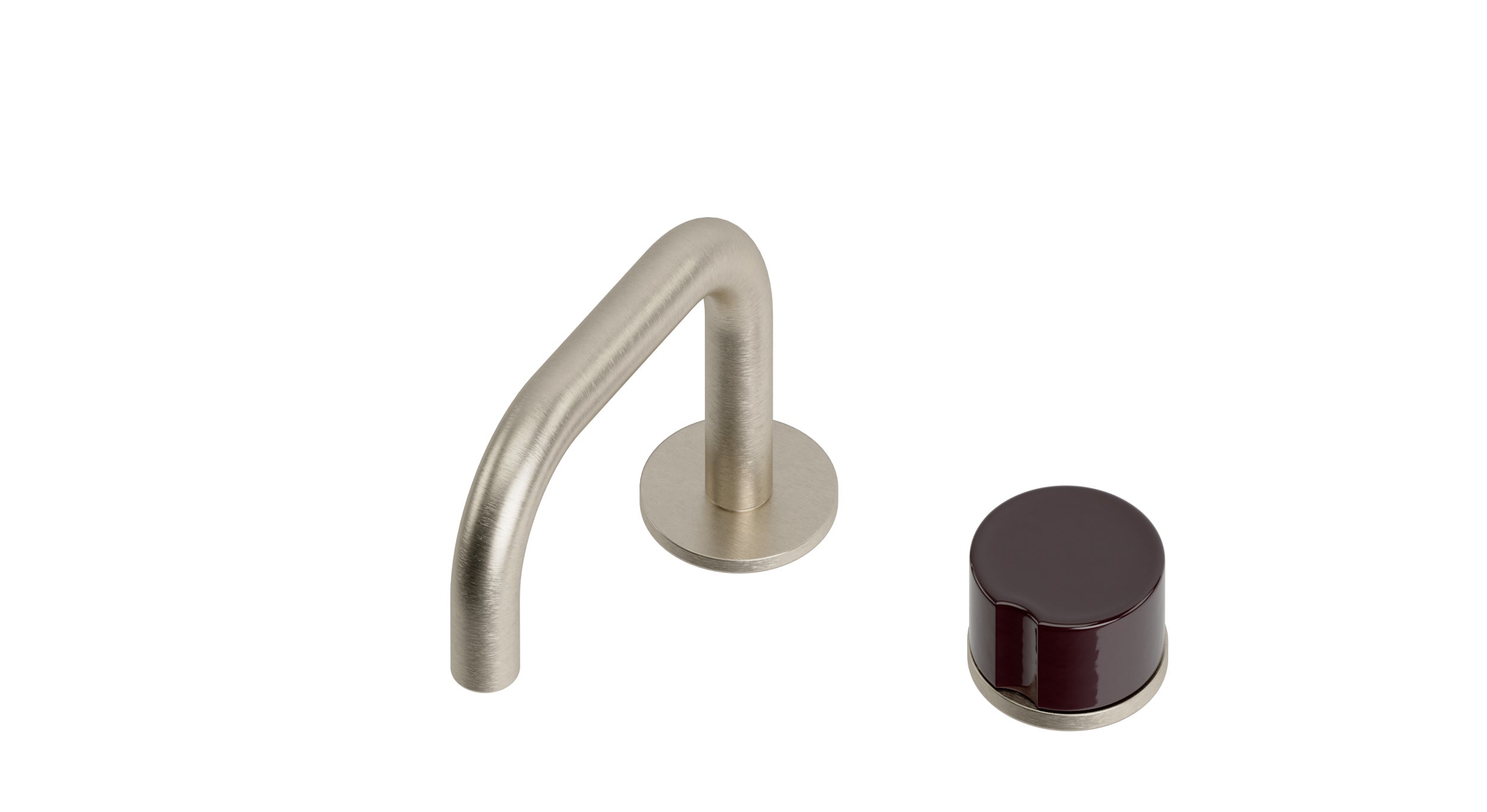 Foundry One Handle Deck Mount Squaretop Lavatory Faucet with Groove Ceramic Knob Handle in Satin Nickel