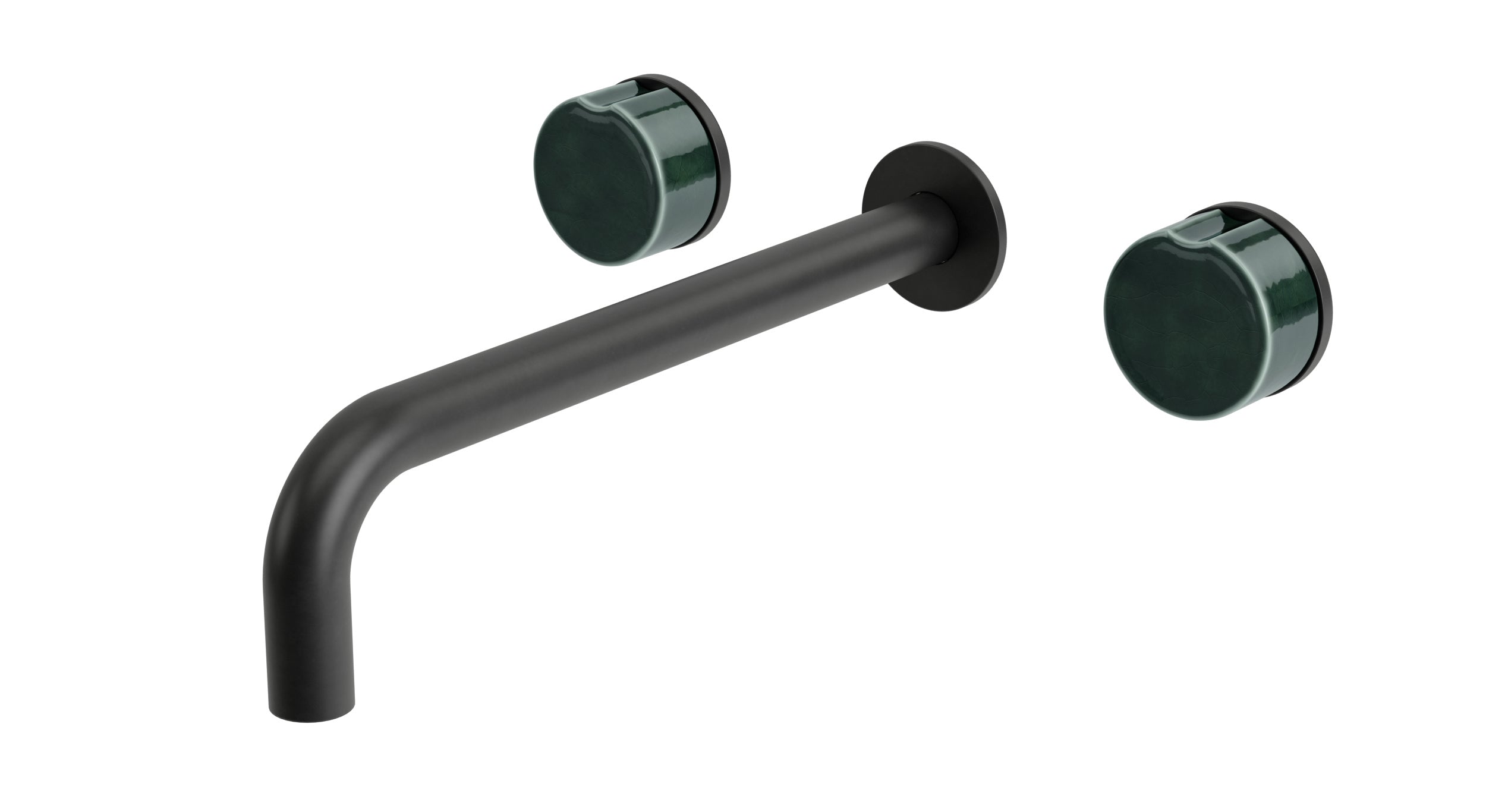 Foundry Two Handle Wall Mount 10" Lavatory Faucet with Groove Ceramic Knob Handles in Oil Rubbed Bronze