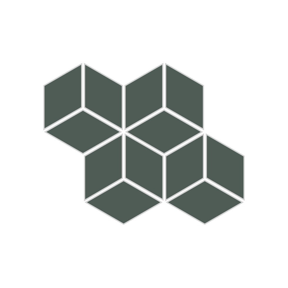 Small Diamond Sheeted - Escher Original Ceramic Mosaic Tile in Tempest Matte