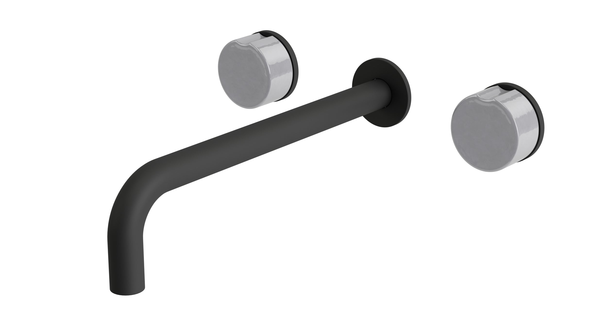Foundry Two Handle Wall Mount 10" Lavatory Faucet with Groove Ceramic Knob Handles in Matte Black