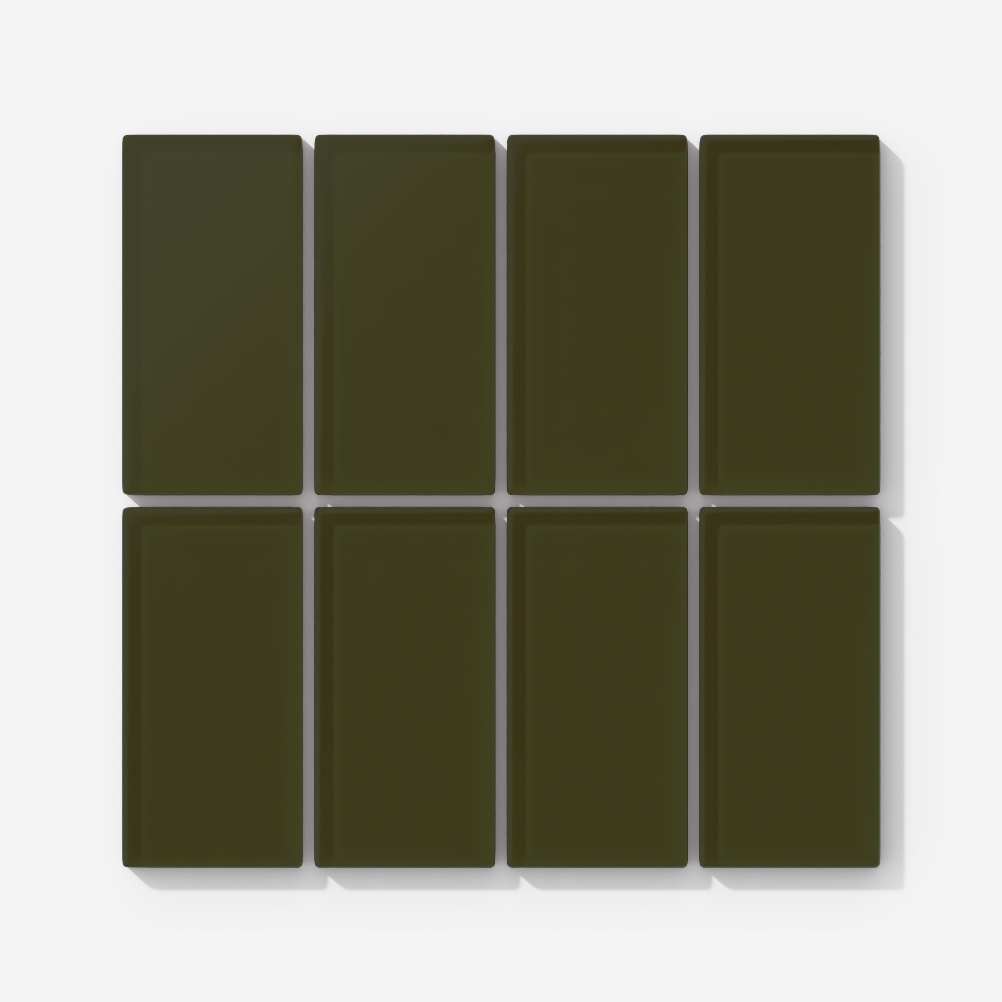 2x4 Straight Set Sheeted Glass Mosaic Tile in Catbird Matte