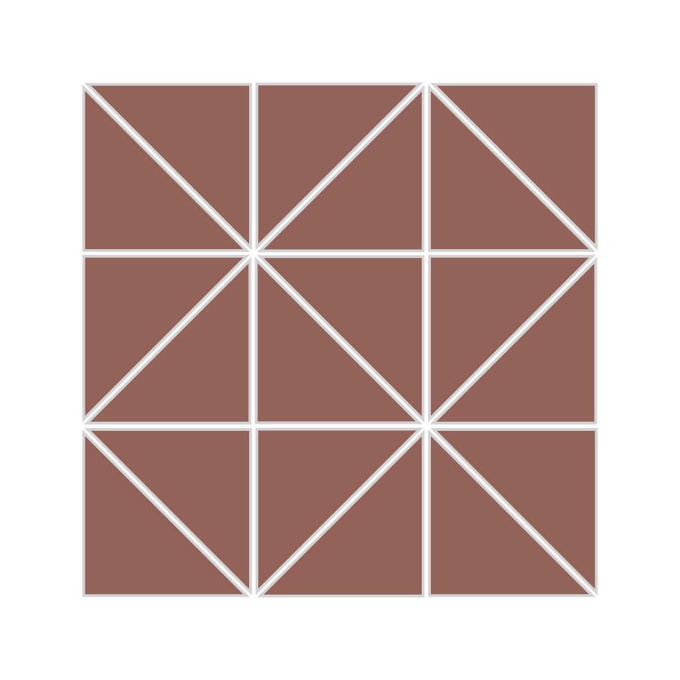 3" Triangle Sheeted - Quadrant Original Ceramic Mosaic Tile in Mauve Matte